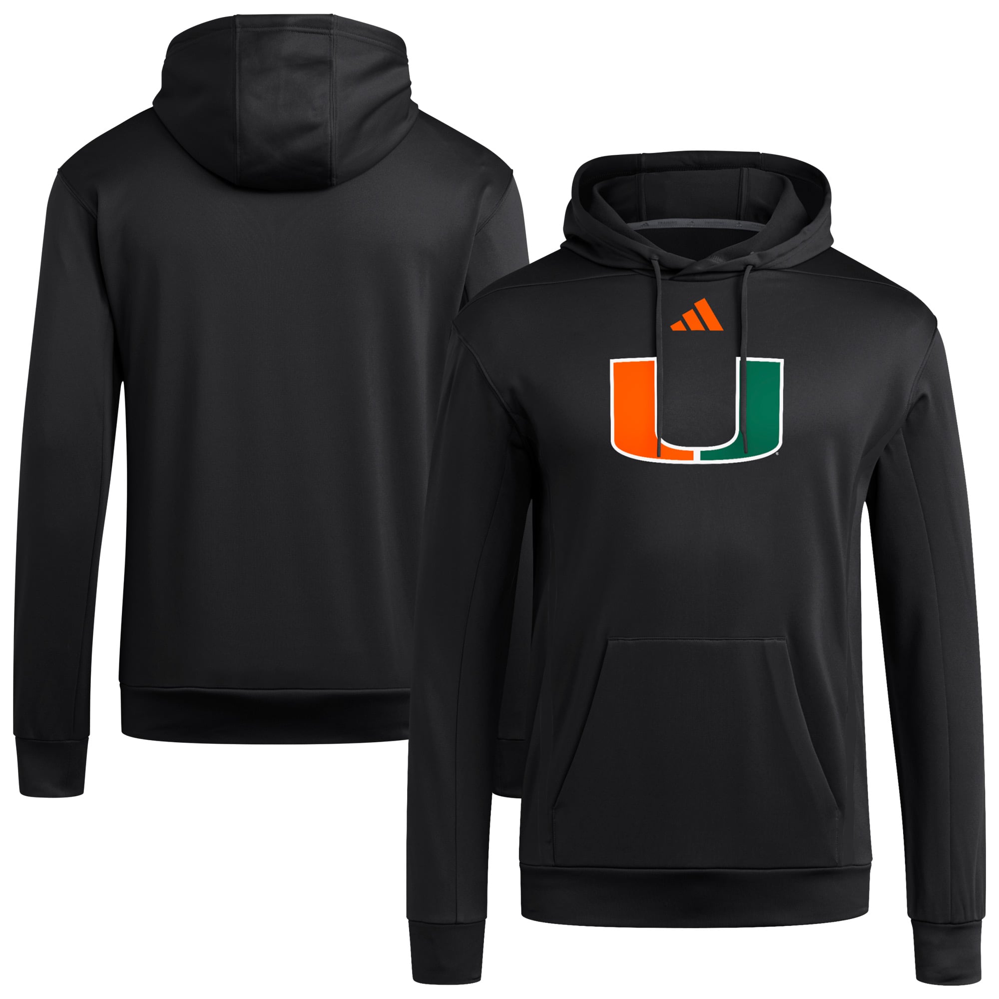 Men's adidas Black Miami Hurricanes Locker Logo Fleece Pullover Hoodie