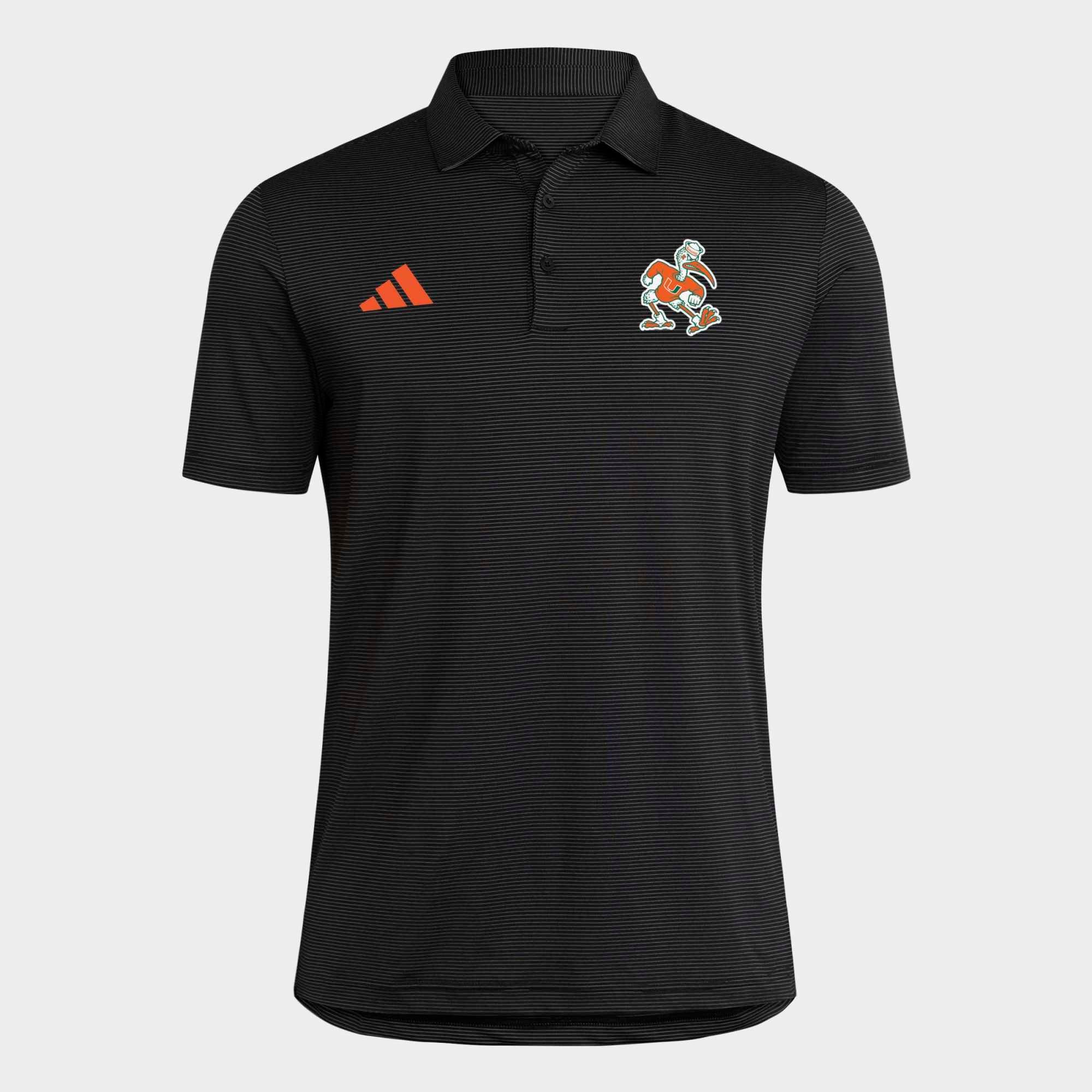 Men's adidas Black Miami Hurricanes Ultimate 365 Stripe Polo