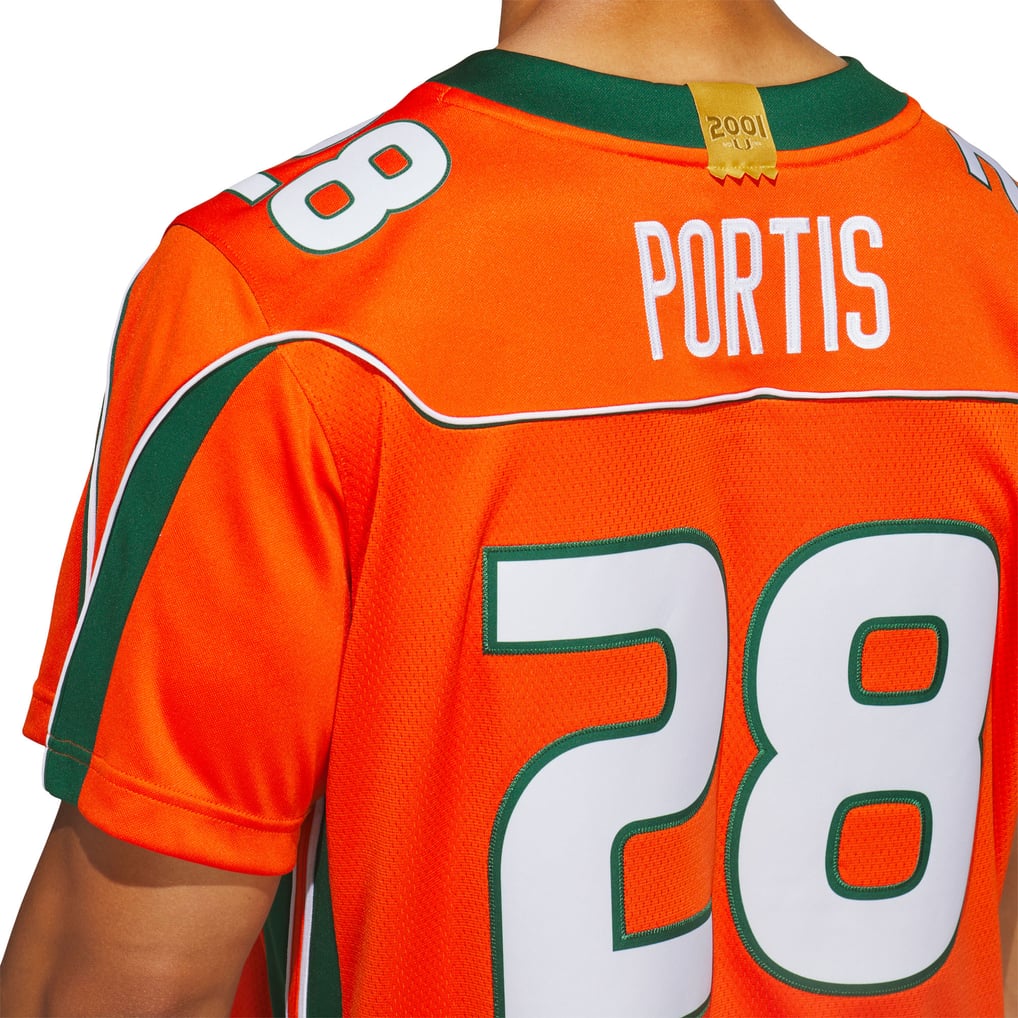 Clinton Portis Miami Hurricanes adidas Home It's Back Premier Jersey ...