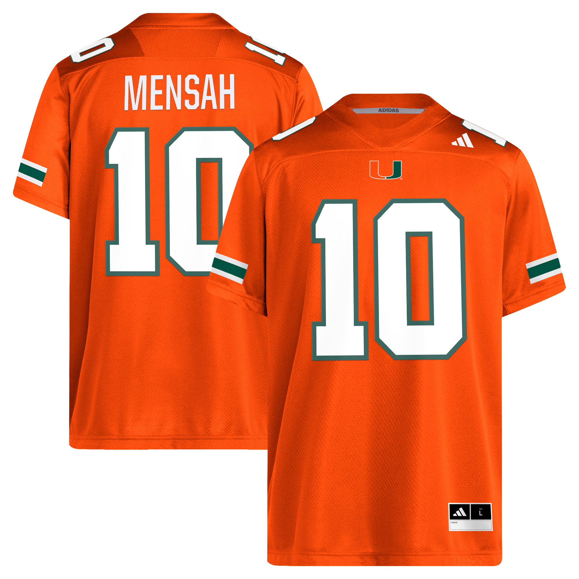 Maillot de football américain adidas Darian Mensah orange Miami Hurricanes pour homme