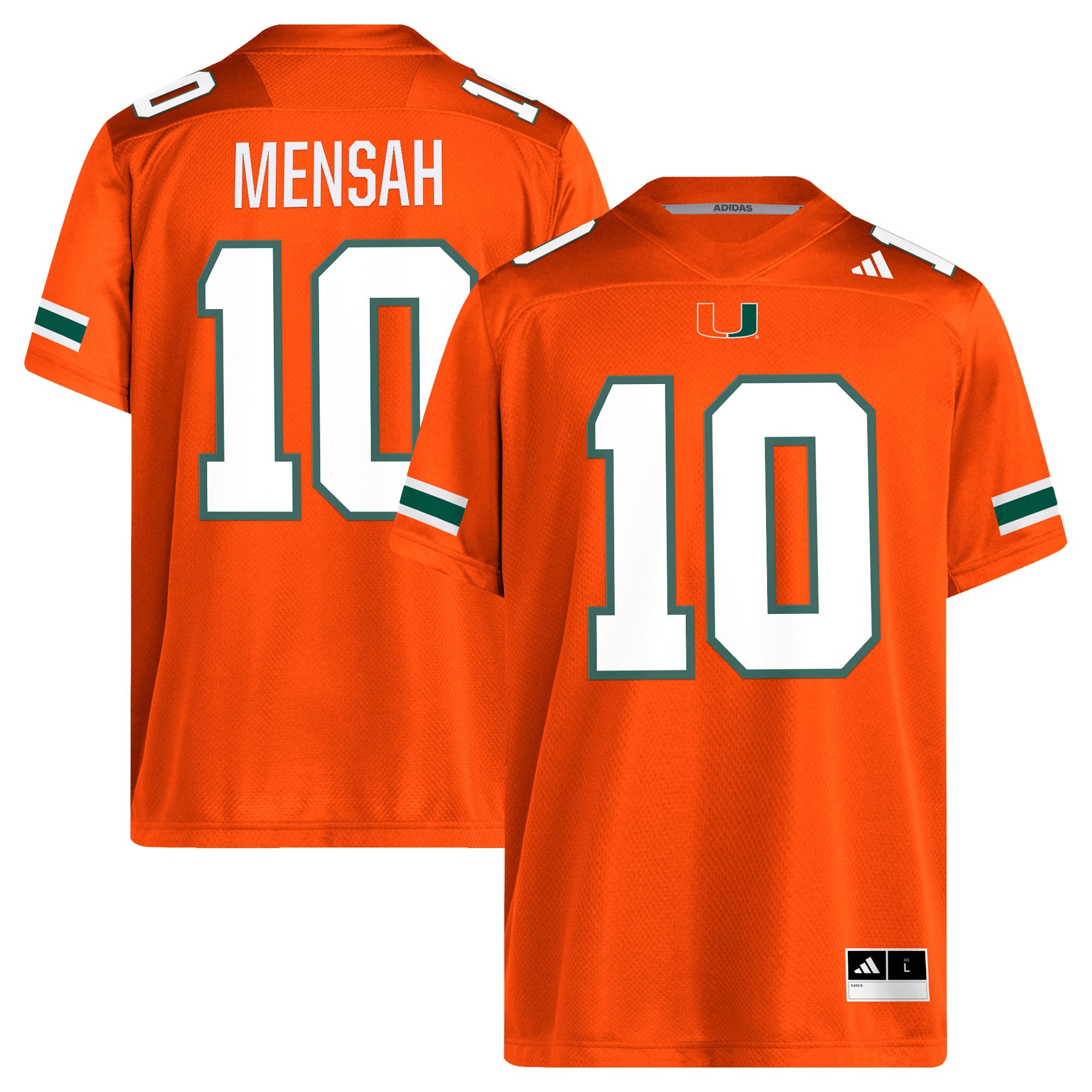 Maillot de football américain adidas Darian Mensah orange Miami Hurricanes pour homme