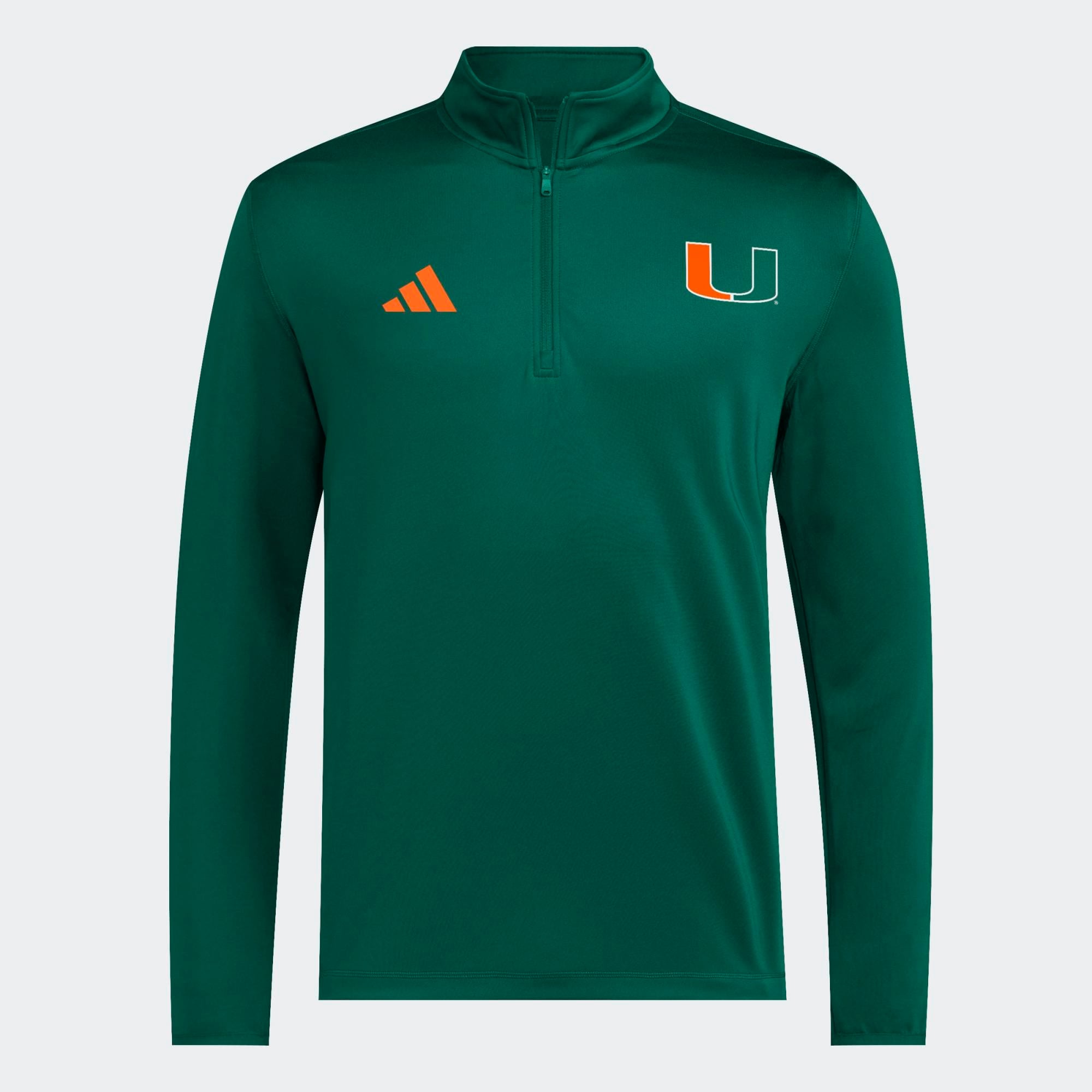 Pull-over adidas vert Miami Hurricanes 2026 Sideline Ultimate 365 à col zippé pour homme