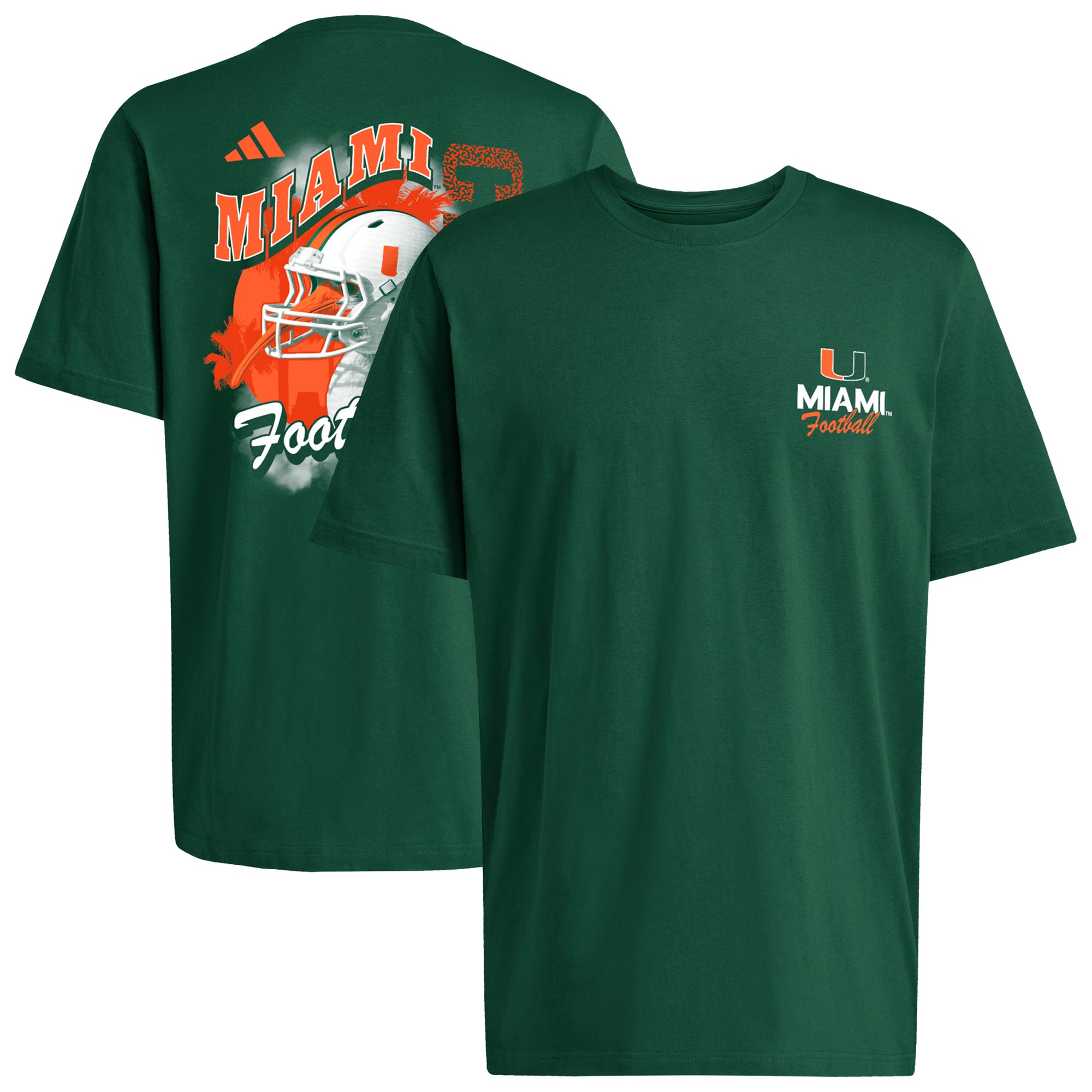 T-shirt adidas vert Miami Hurricanes Helmet Bird Fresh pour homme