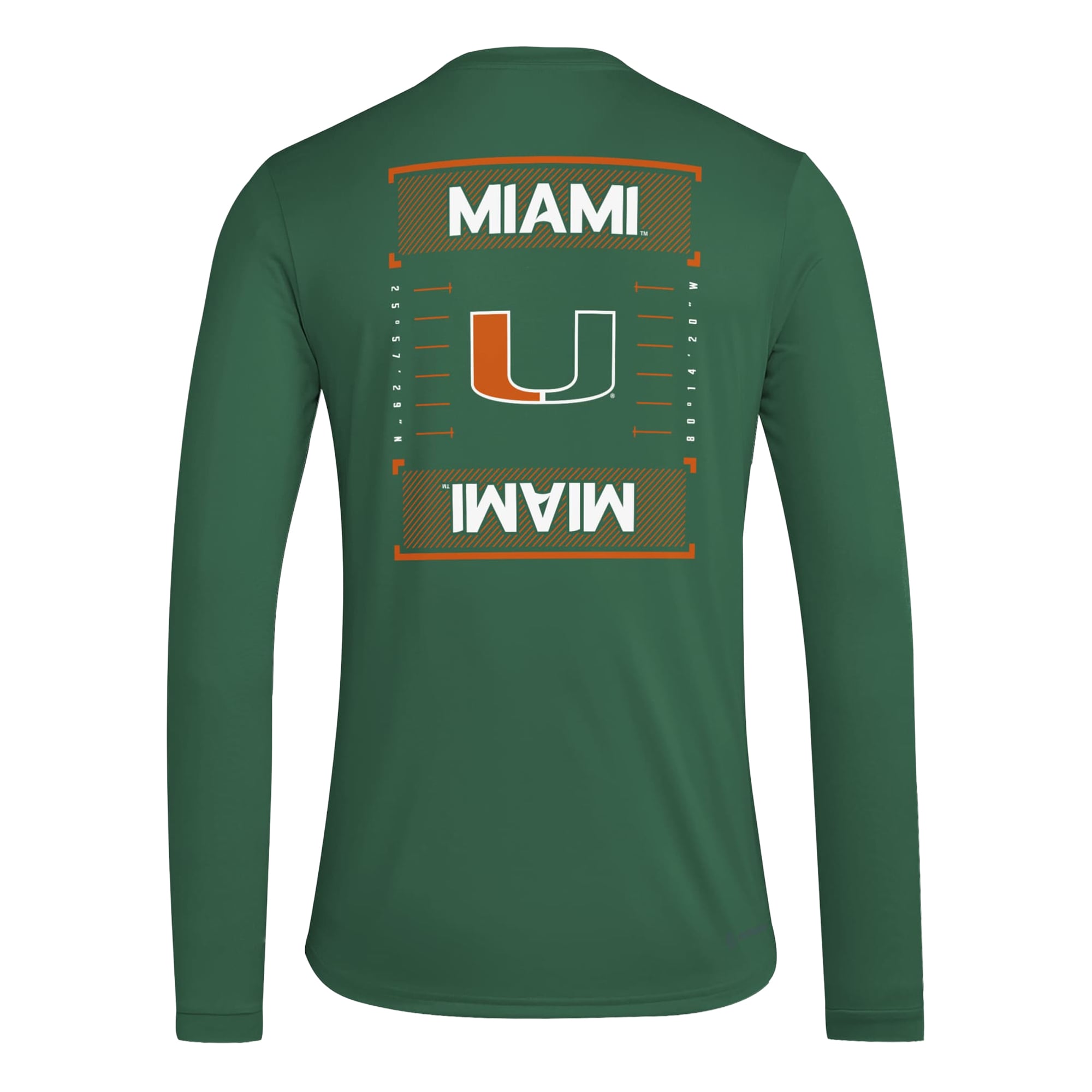 Men's adidas  Green Miami Hurricanes Locker Football Icon AEROREADY Pre-Game Long Sleeve T-Shirt
