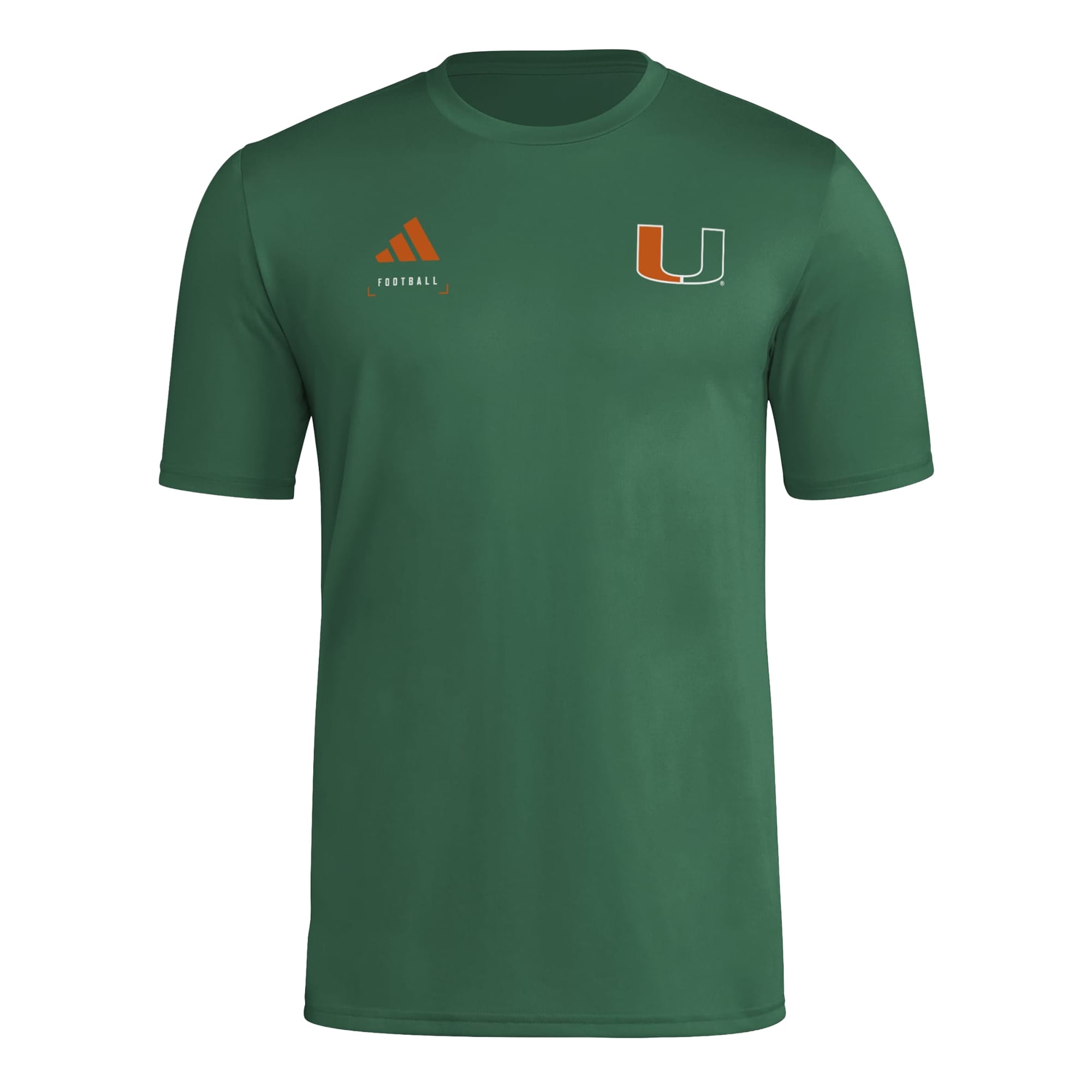 Men's adidas Miami Hurricanes Locker Football Icon AEROREADY Pre-Game T-Shirt