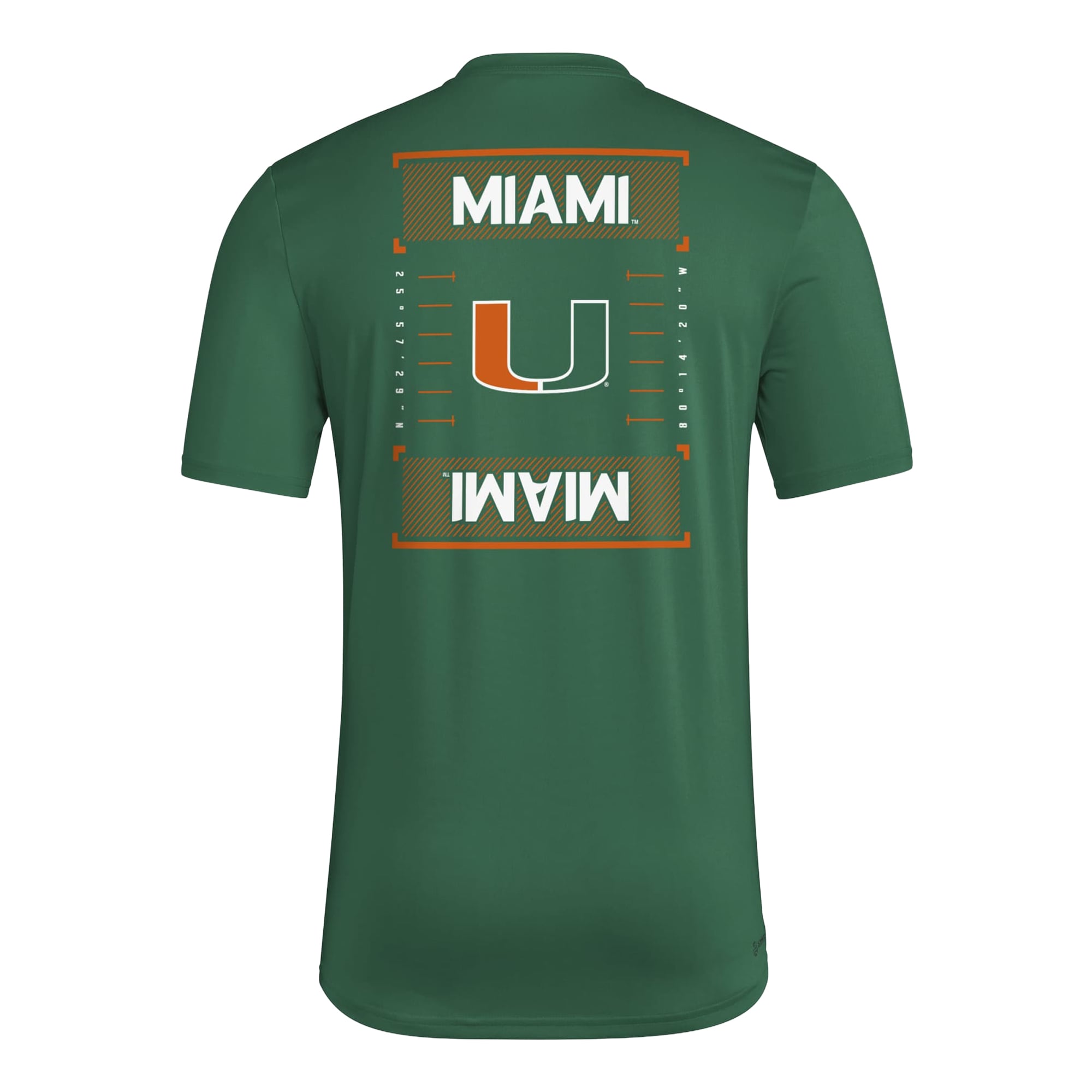 Men's adidas Miami Hurricanes Locker Football Icon AEROREADY Pre-Game T-Shirt