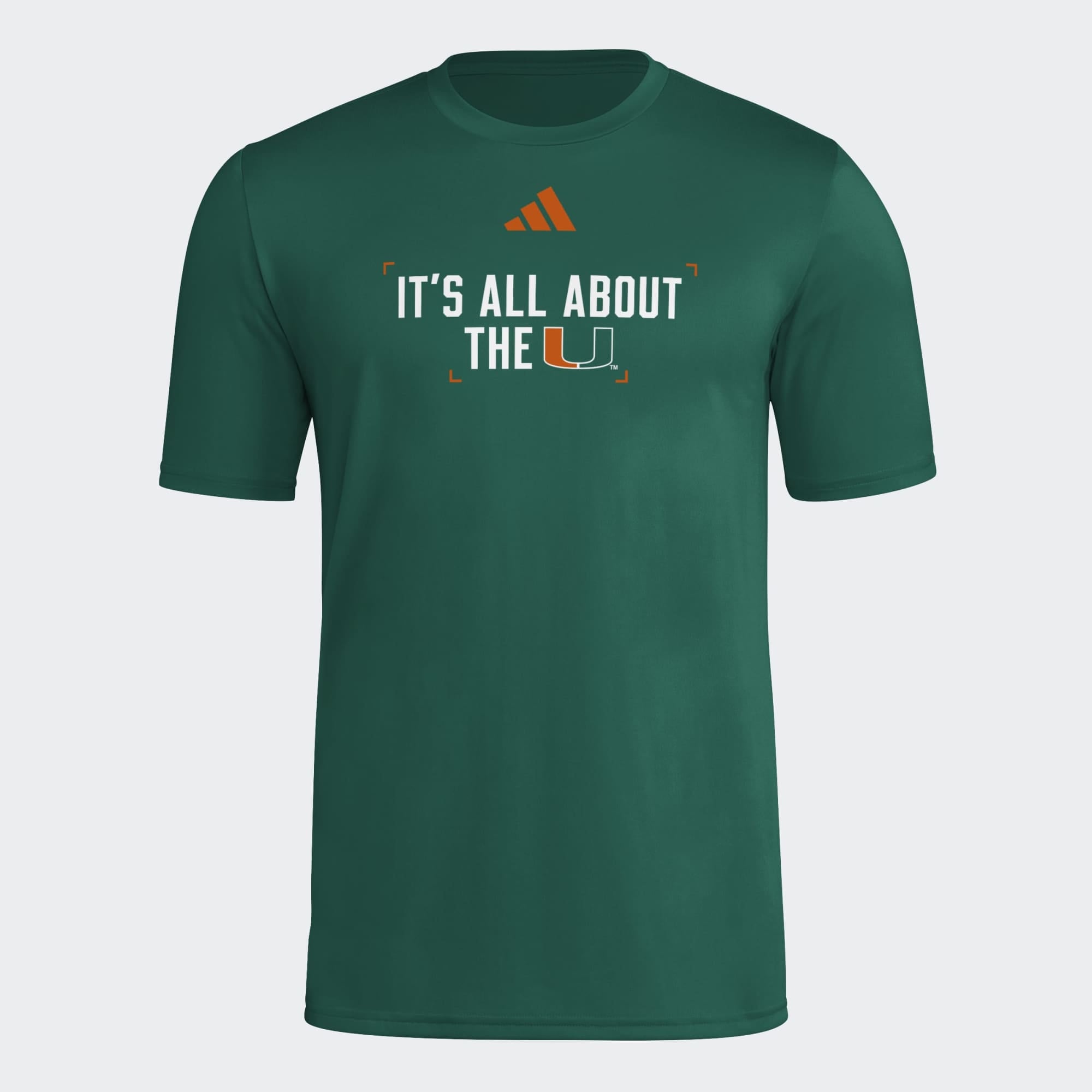 Men's adidas Green Miami Hurricanes Locker Slogan Football Pre-Game T-Shirt