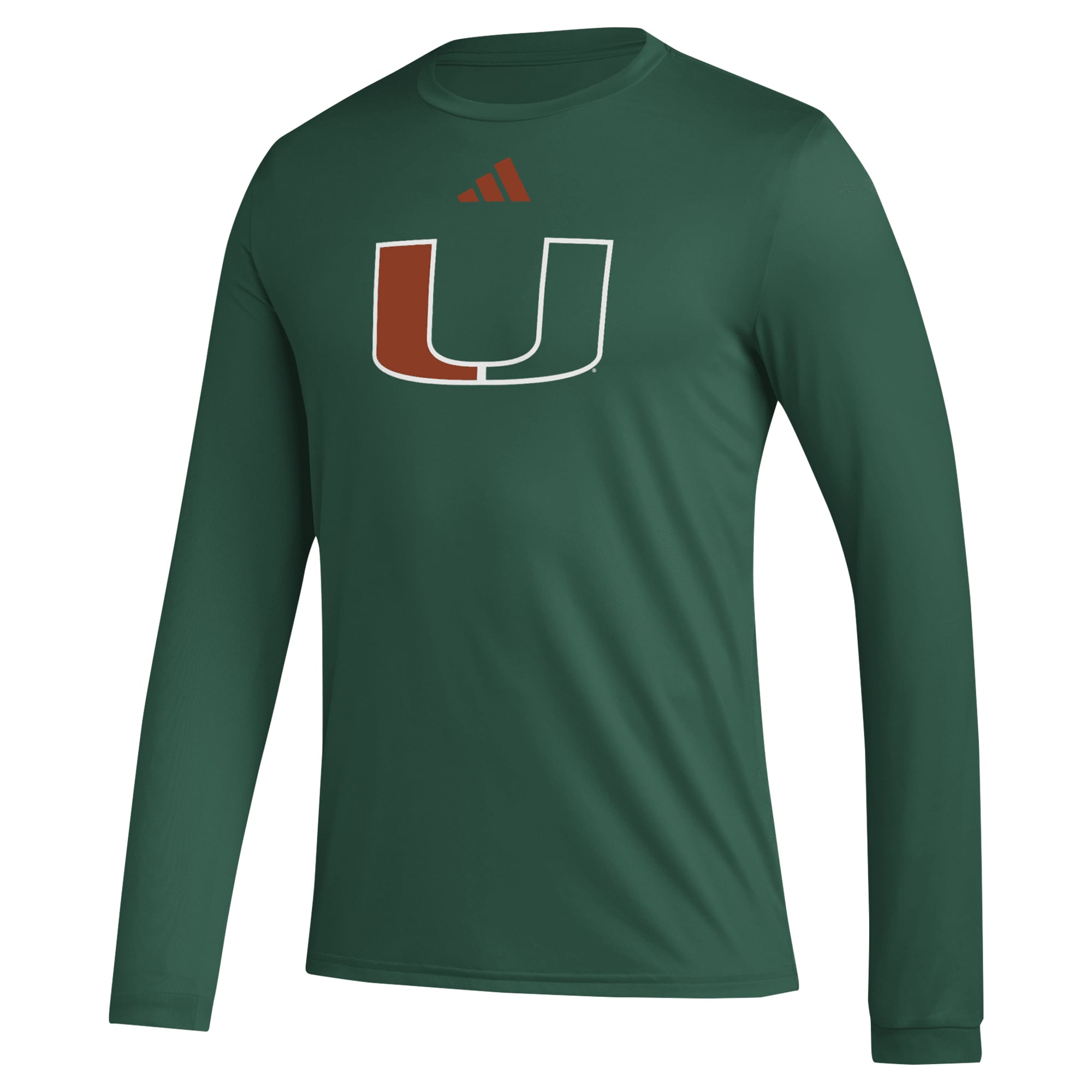 Men's adidas Miami Hurricanes Primary Locker Logo Pre-Game Long Sleeve T-Shirt
