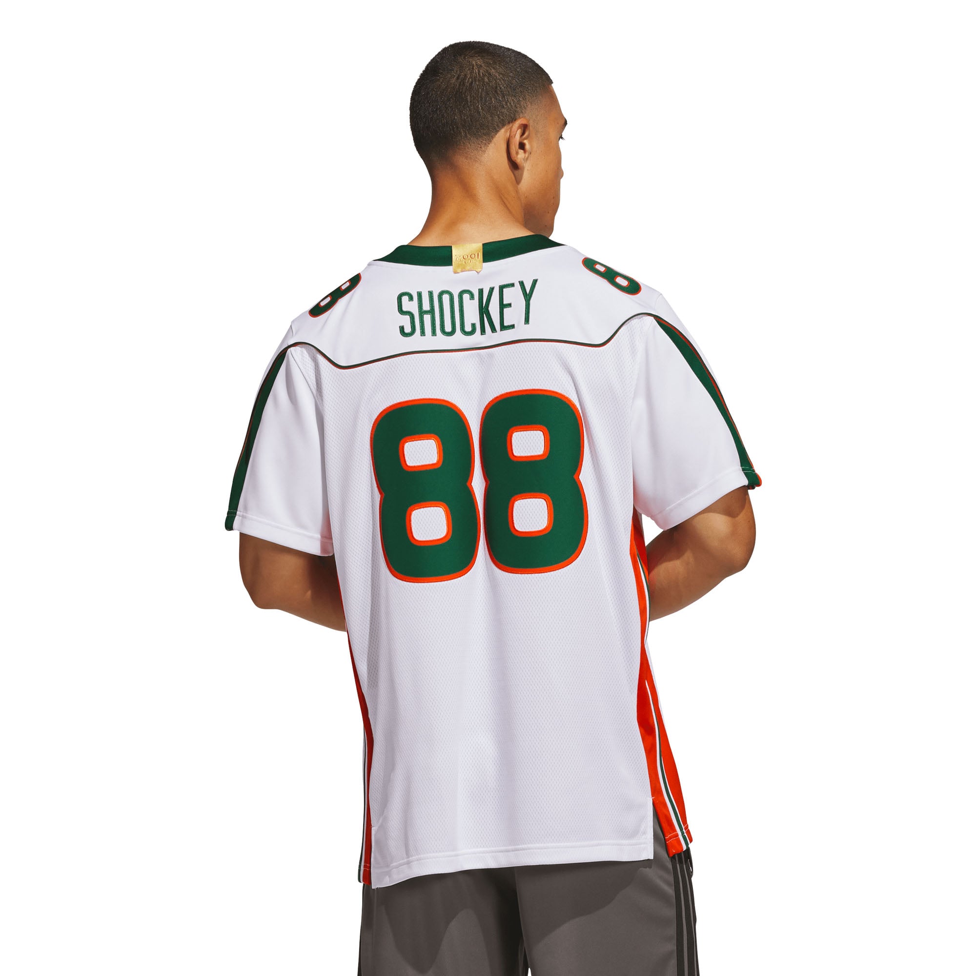 Maillot adidas Jeremy Shockey blanc Miami Hurricanes Away It's Back Premier pour homme