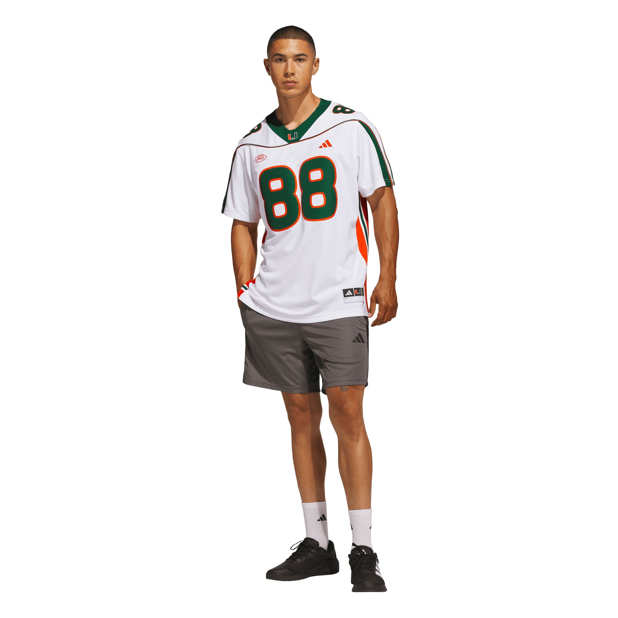 Maillot adidas Jeremy Shockey blanc Miami Hurricanes Away It's Back Premier pour homme