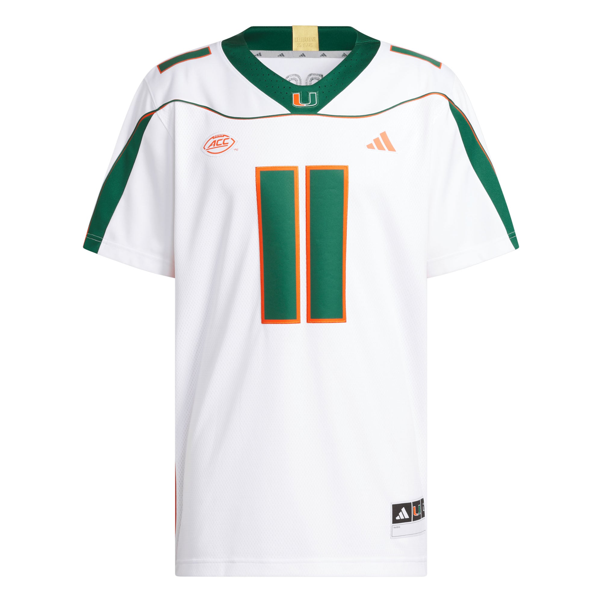 Maillot adidas Ken Dorsey blanc Miami Hurricanes Away It's Back Premier pour homme