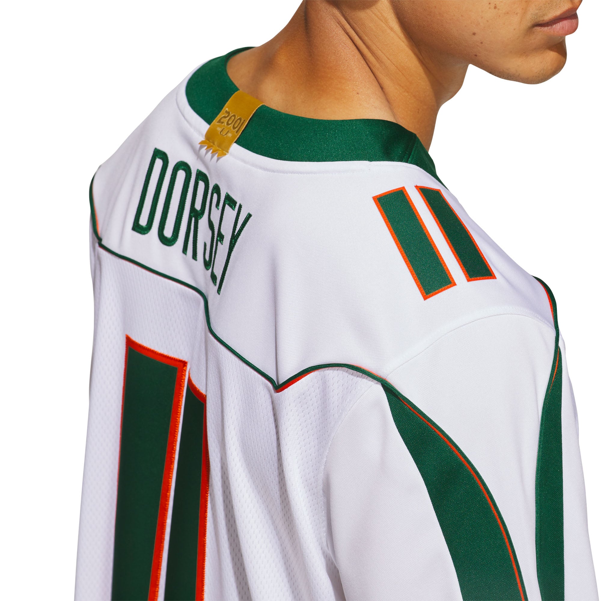 Maillot adidas Ken Dorsey blanc Miami Hurricanes Away It's Back Premier pour homme