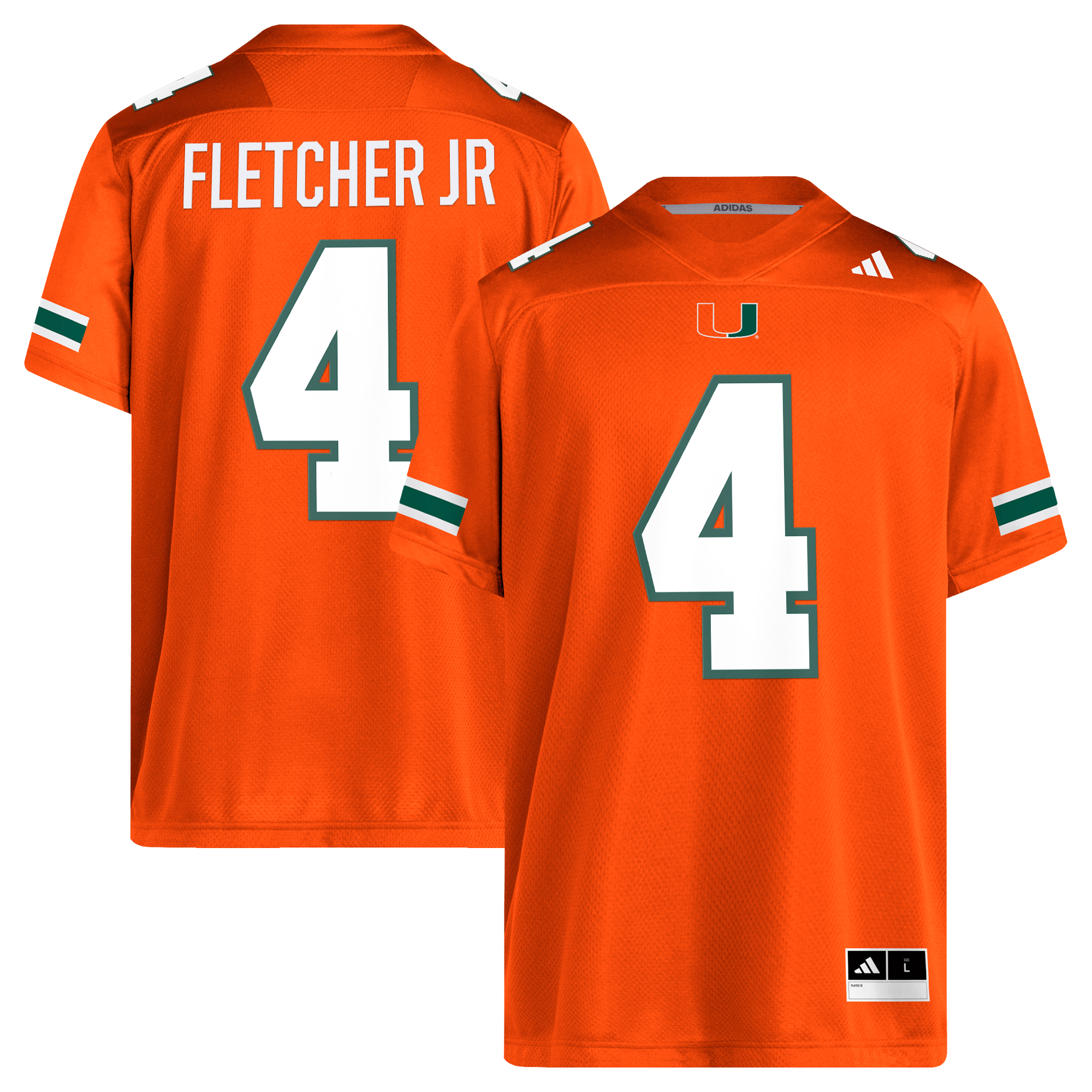 Maillot de football américain adidas Mark Fletcher Jr. orange Miami Hurricanes pour homme