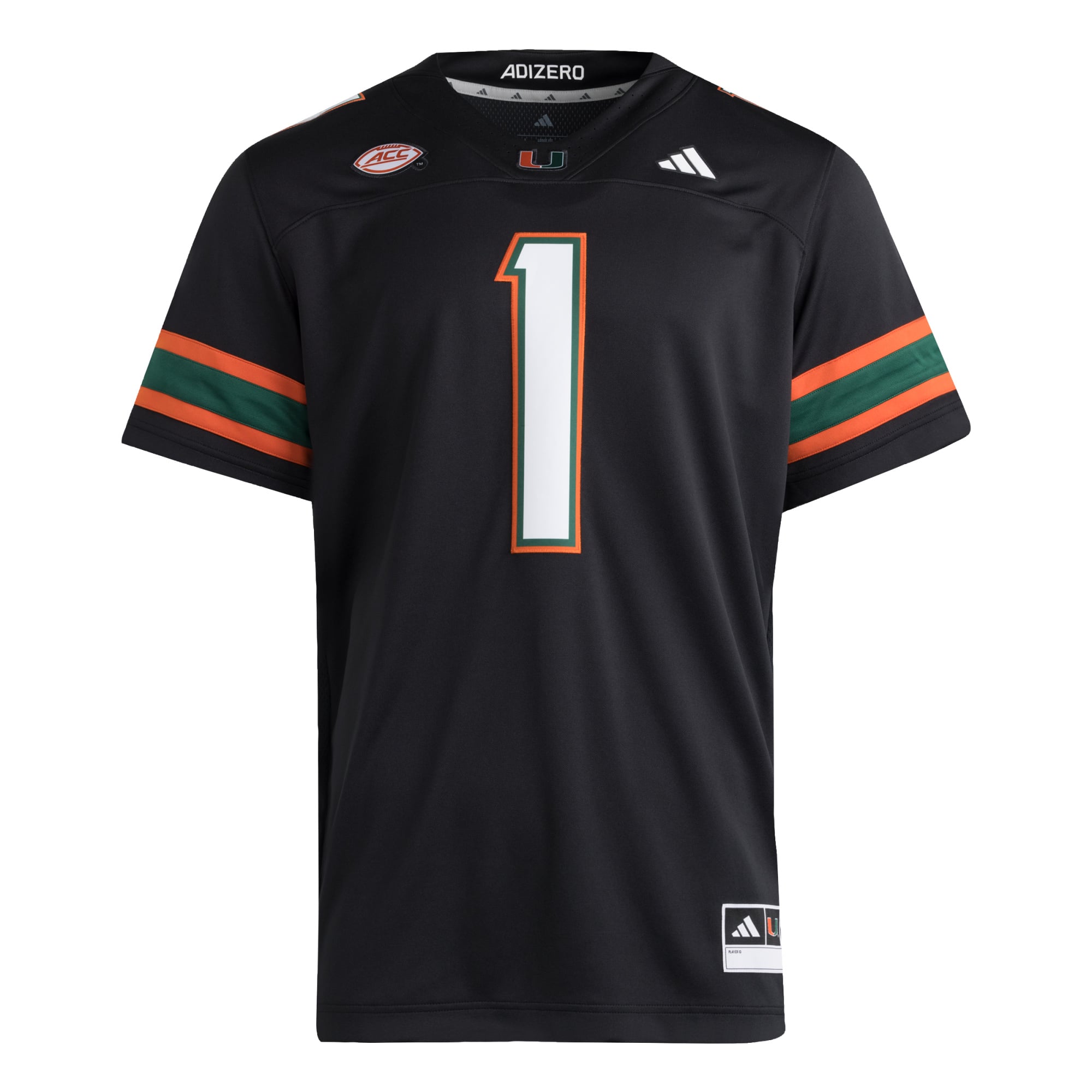 Maillot adidas #1 blanc des Miami Hurricanes Premier pour homme