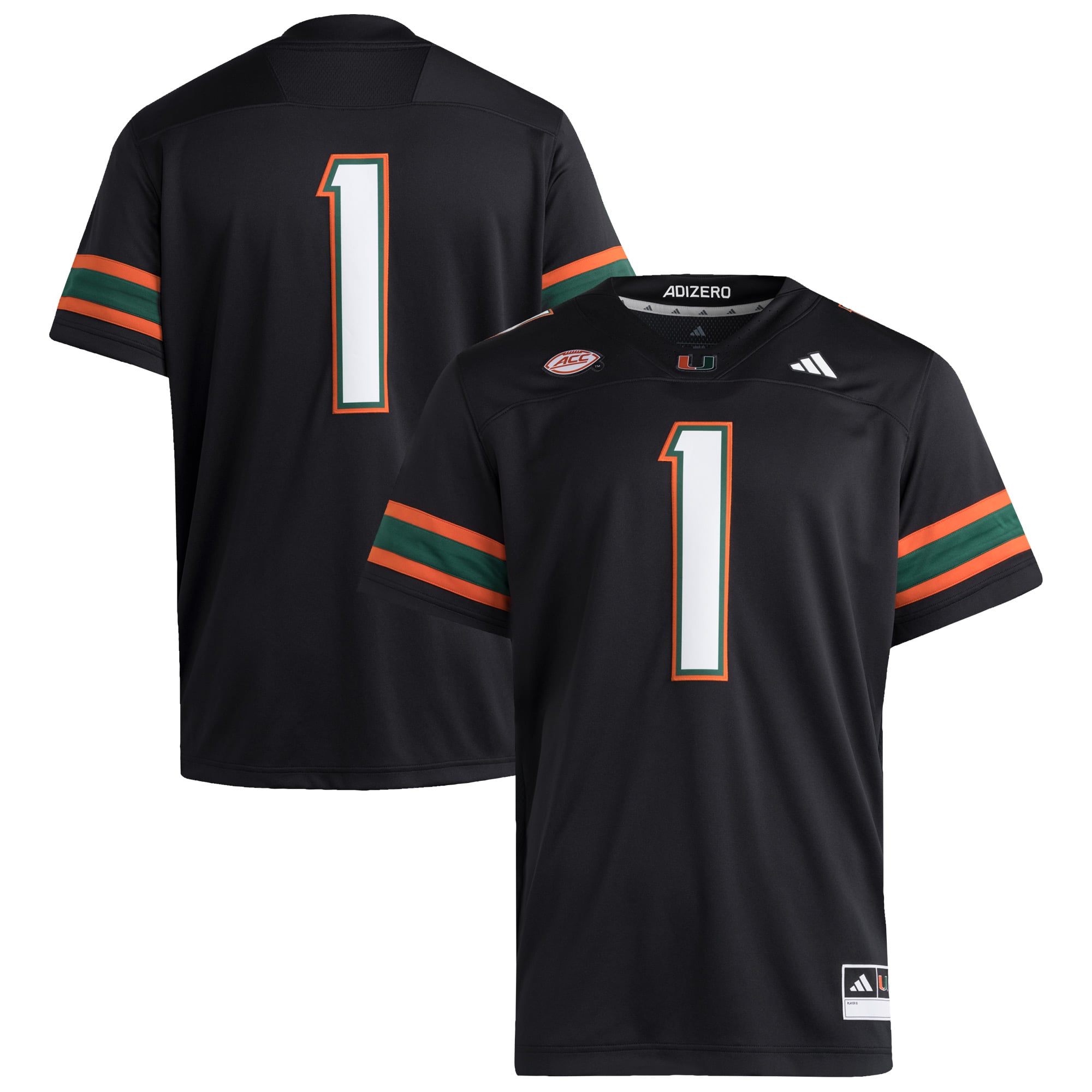 Maillot adidas #1 blanc des Miami Hurricanes Premier pour homme