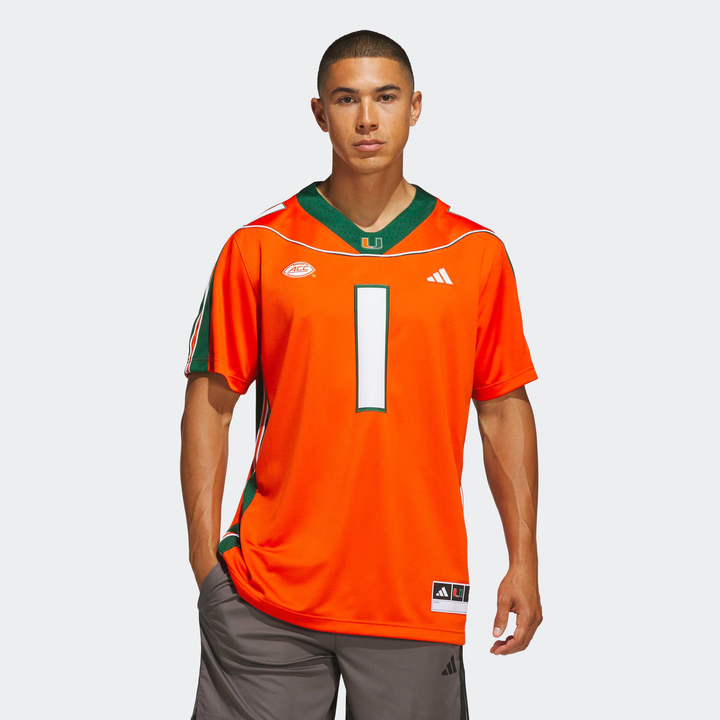 Maillot adidas Premier n°1 Orange Miami Hurricanes « It's Back » pour homme