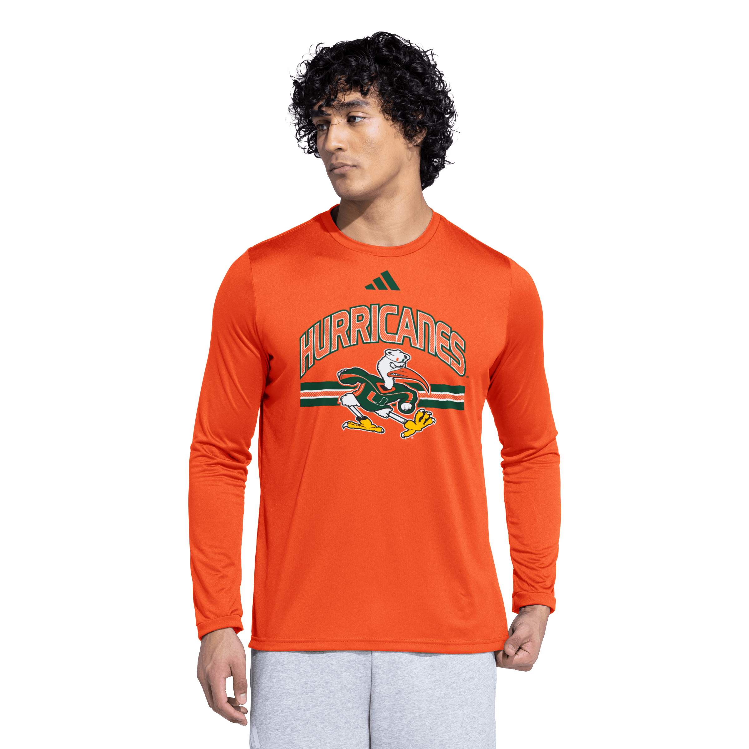 T-shirt à manches longues adidas blanc Miami Hurricanes « It's Back » pour homme