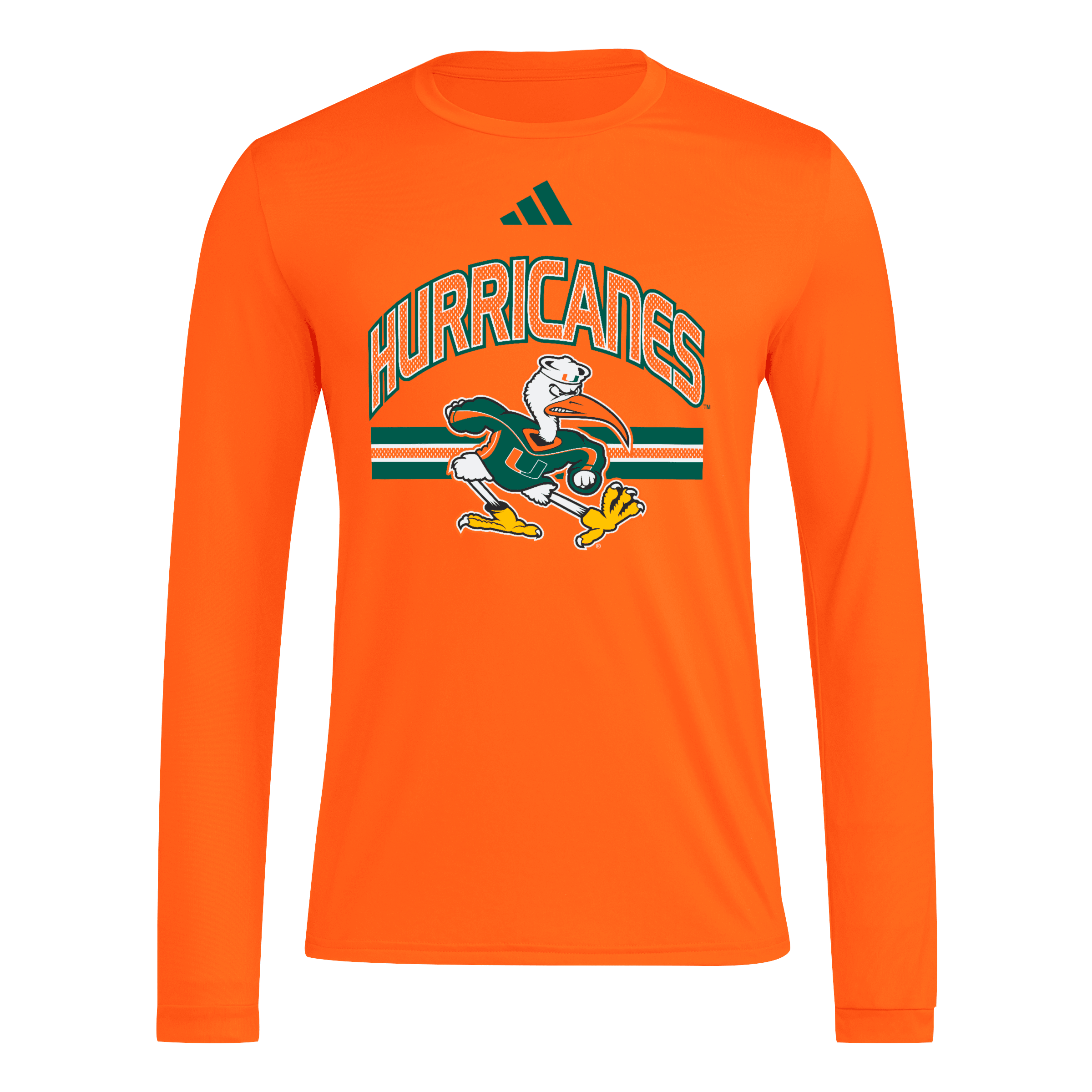 T-shirt à manches longues adidas blanc Miami Hurricanes « It's Back » pour homme