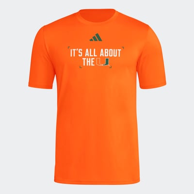  Miami Hurricanes adidas Locker Slogan Football Pre-Game T-Shirt - Orange