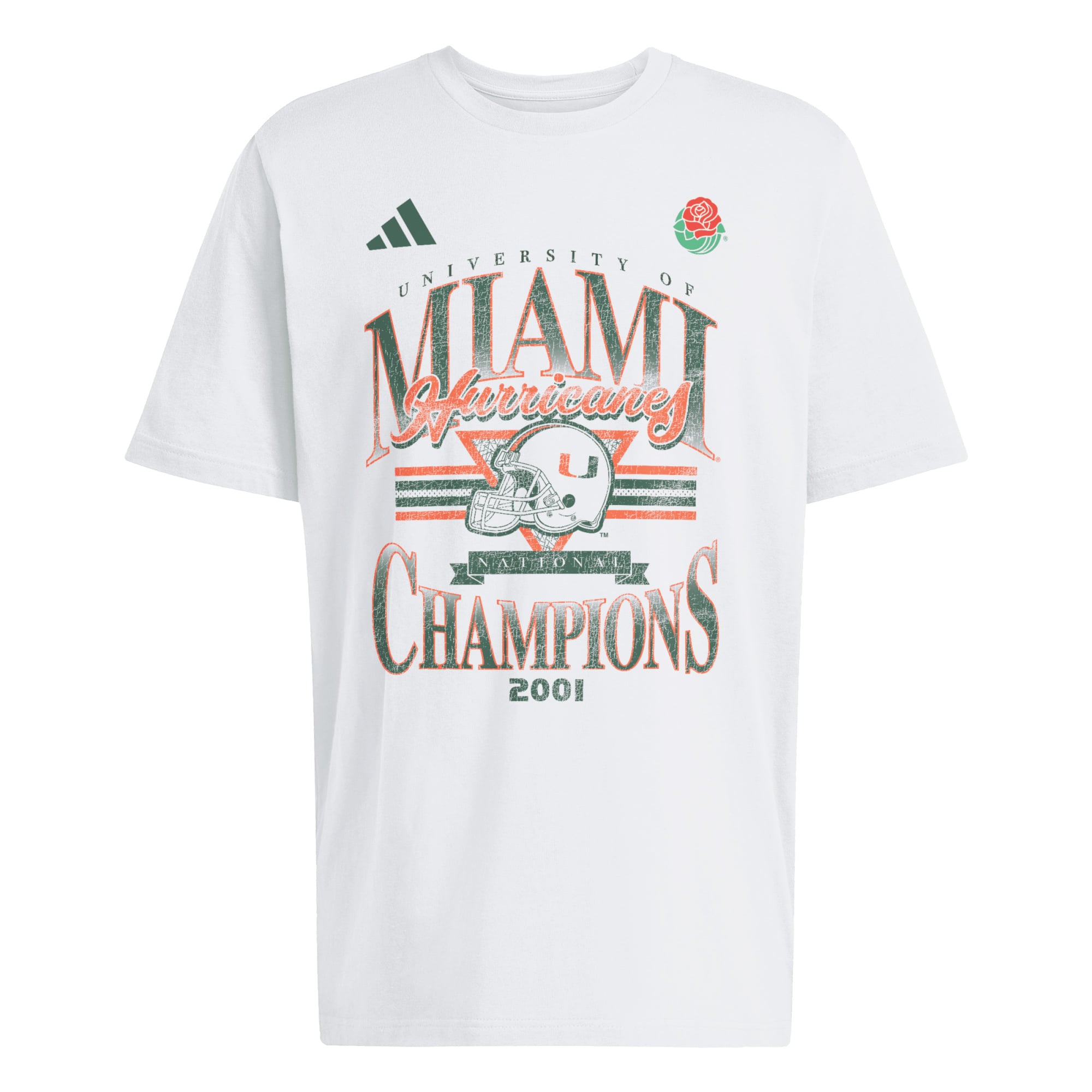 Men's adidas White Miami Hurricanes 2001 National Champions Fresh T-Shirt