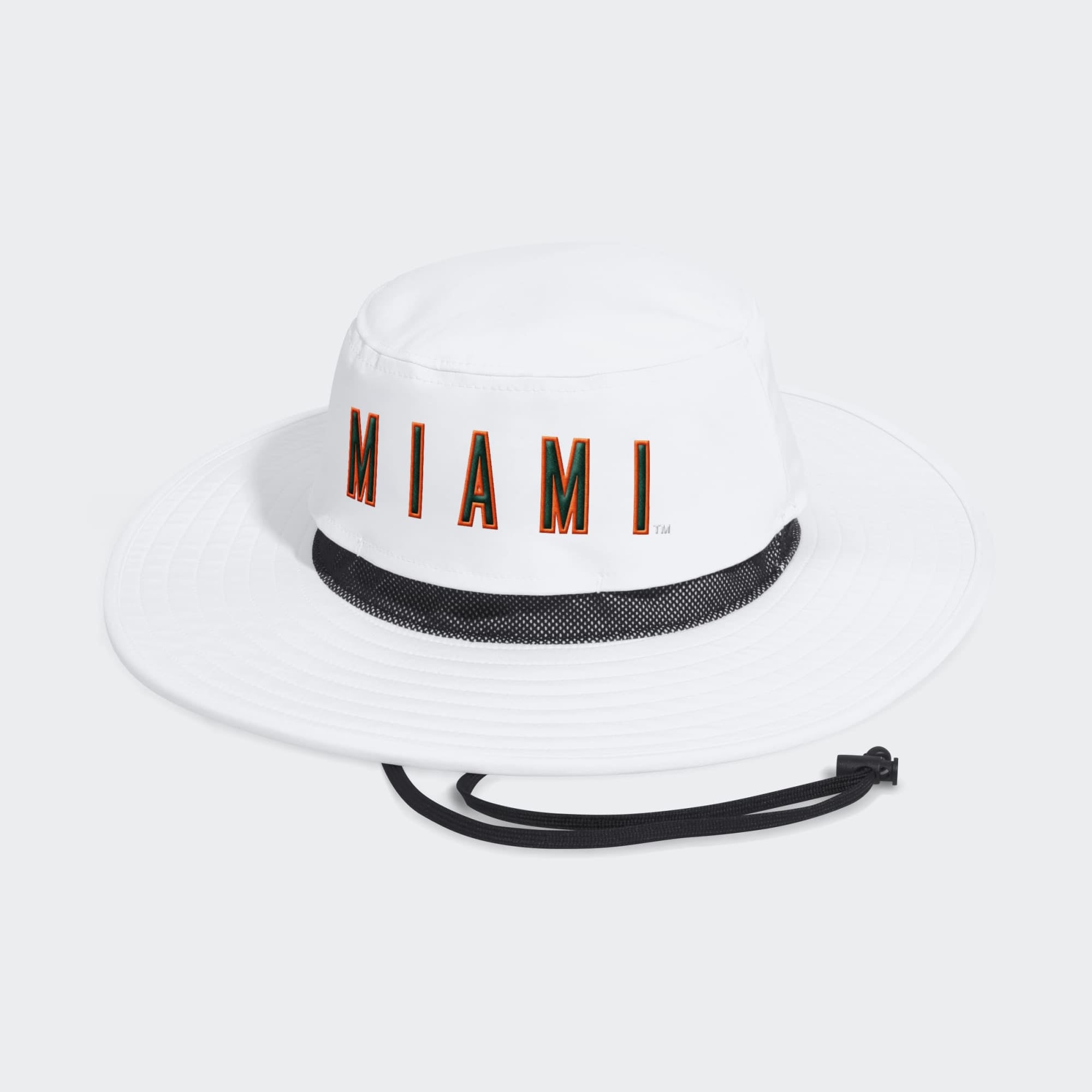 Men's adidas White Miami Hurricanes 2026 Sideline Wide Brim Boonie Bucket Hat