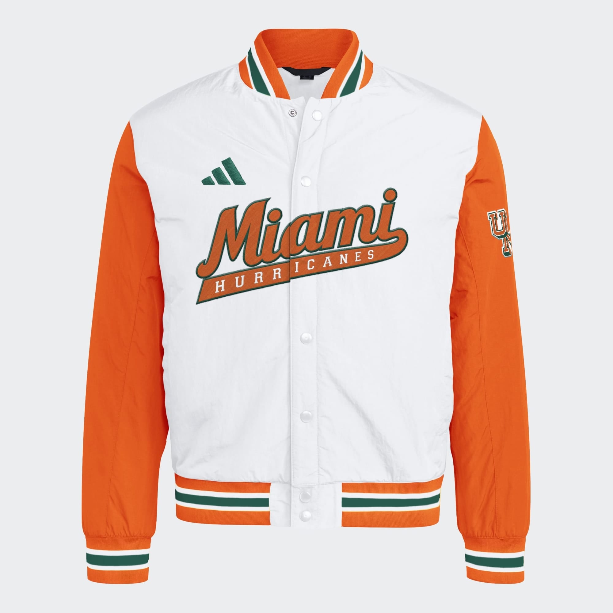 Veste satinée adidas Miami Hurricanes Dugout Collection blanche pour homme