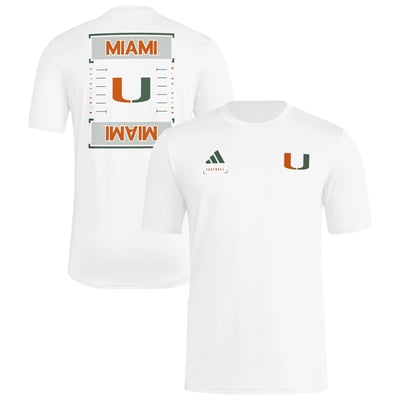Miami Hurricanes adidas Locker Football Icon AEROREADY Pre-Game T-Shirt - White