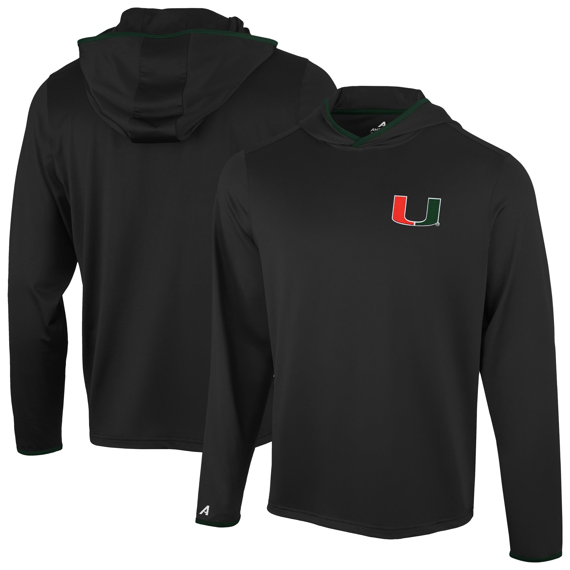 T-shirt à capuche manches longues Antigua Black Miami Hurricanes Brink Color Pop pour homme