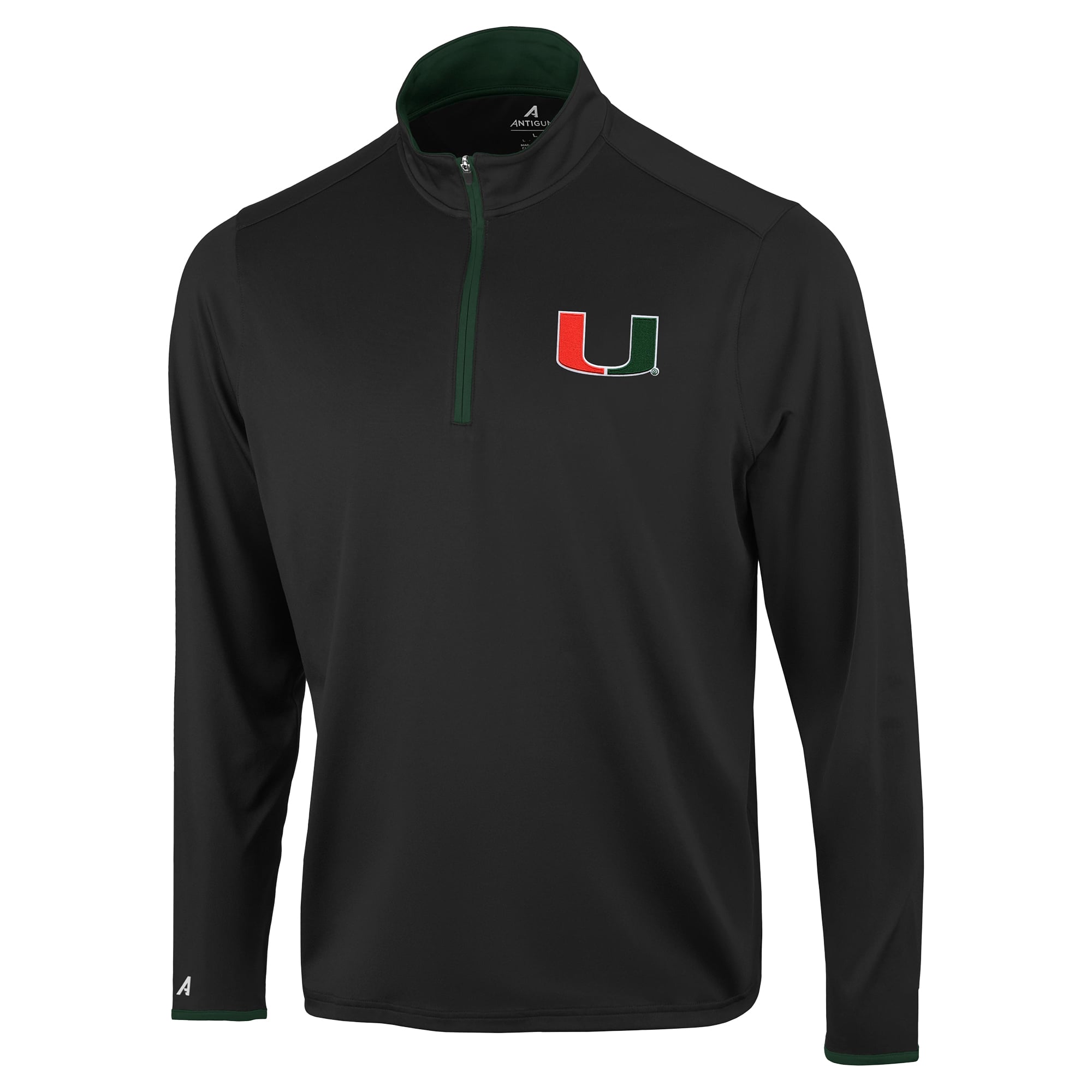 Pull à col zippé Antigua Black Miami Hurricanes Brink Color Pop pour homme