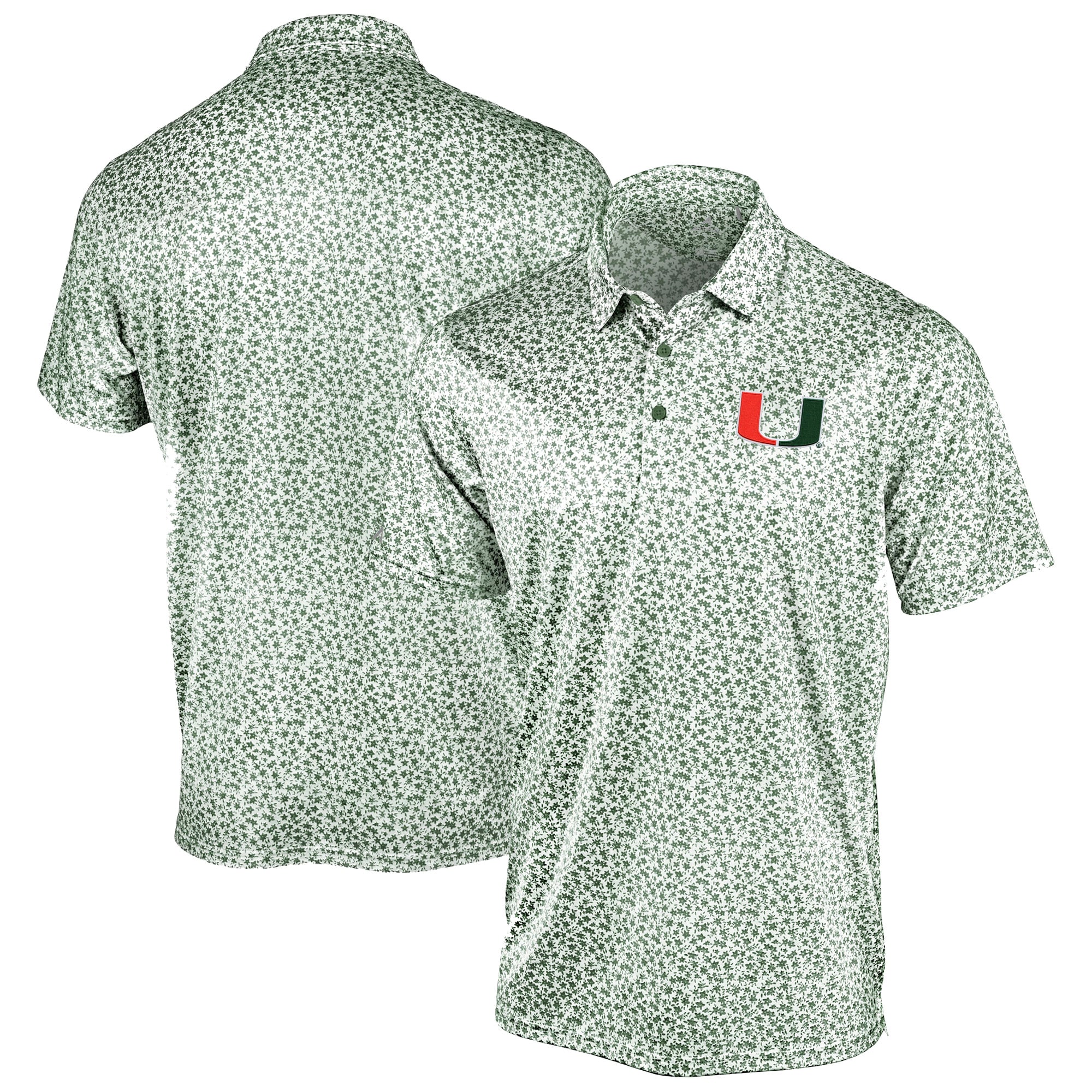 Polo Flourish Antigua vert pour homme, Miami Hurricanes