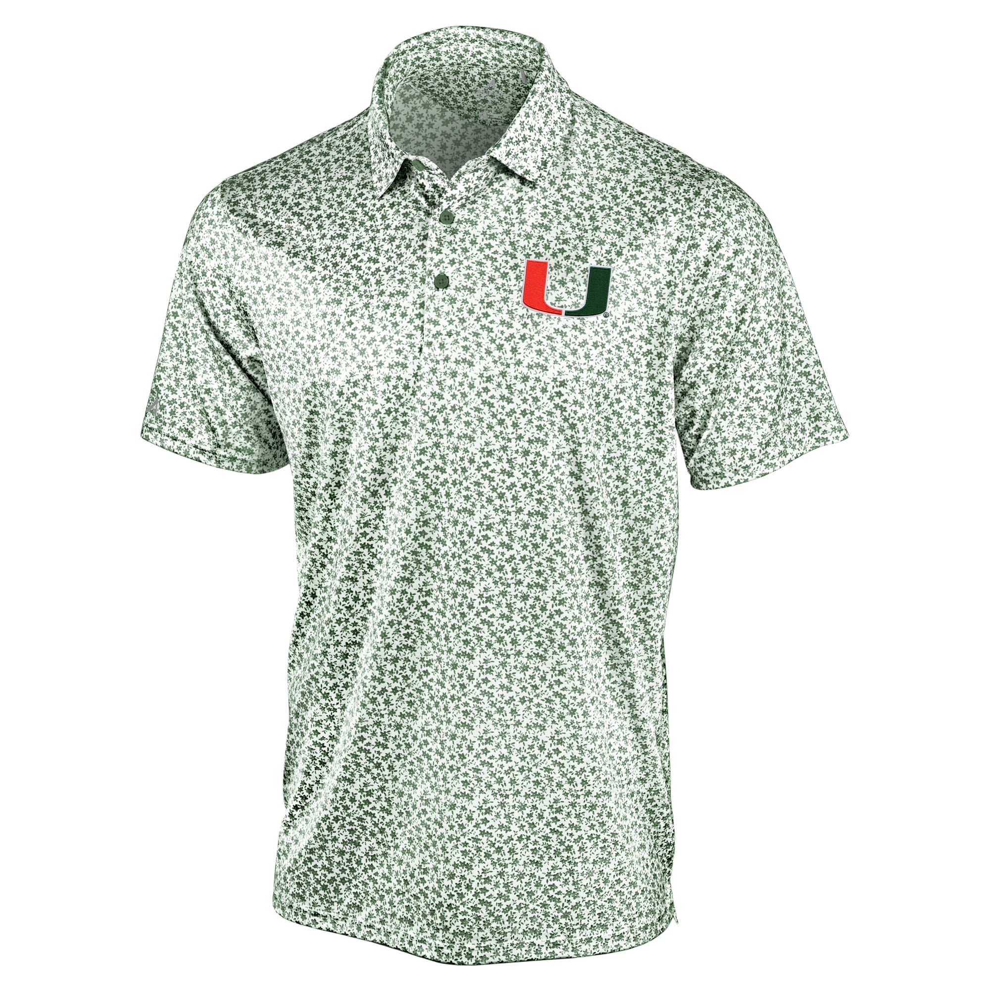 Polo Flourish Antigua vert pour homme, Miami Hurricanes