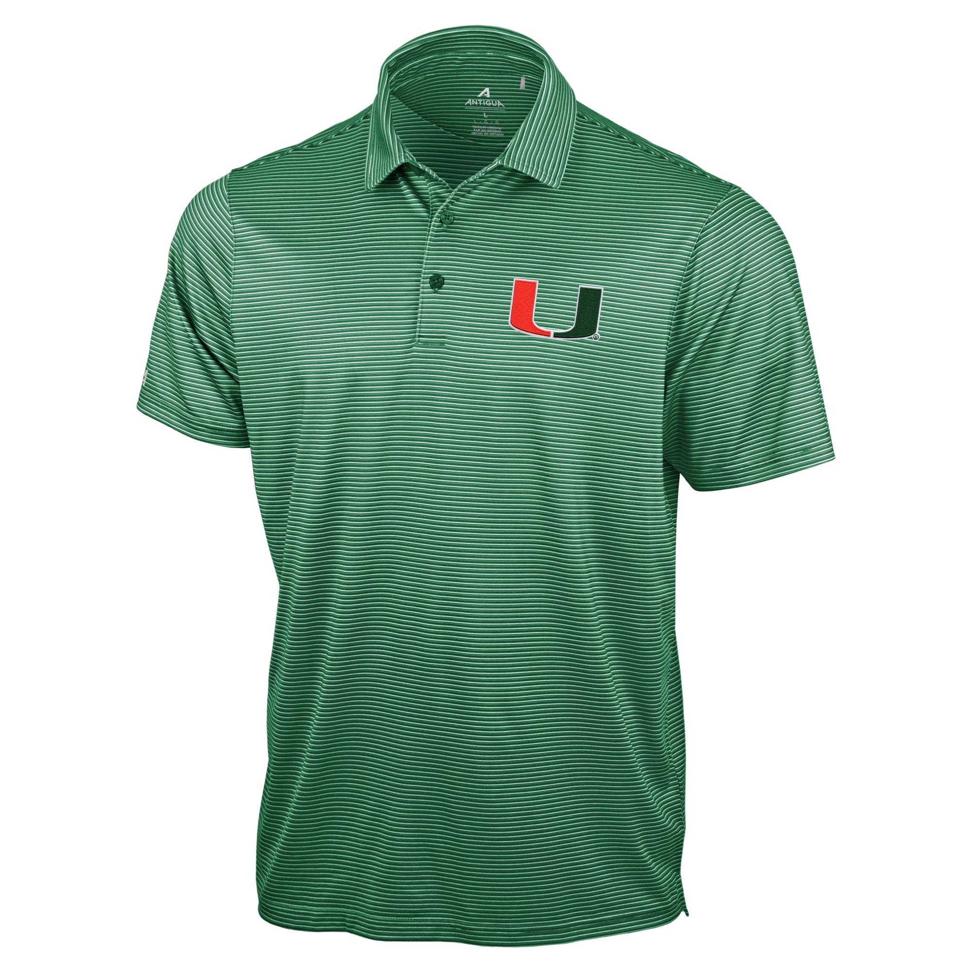 Polo Antigua vert pour homme, collection Miami Hurricanes.