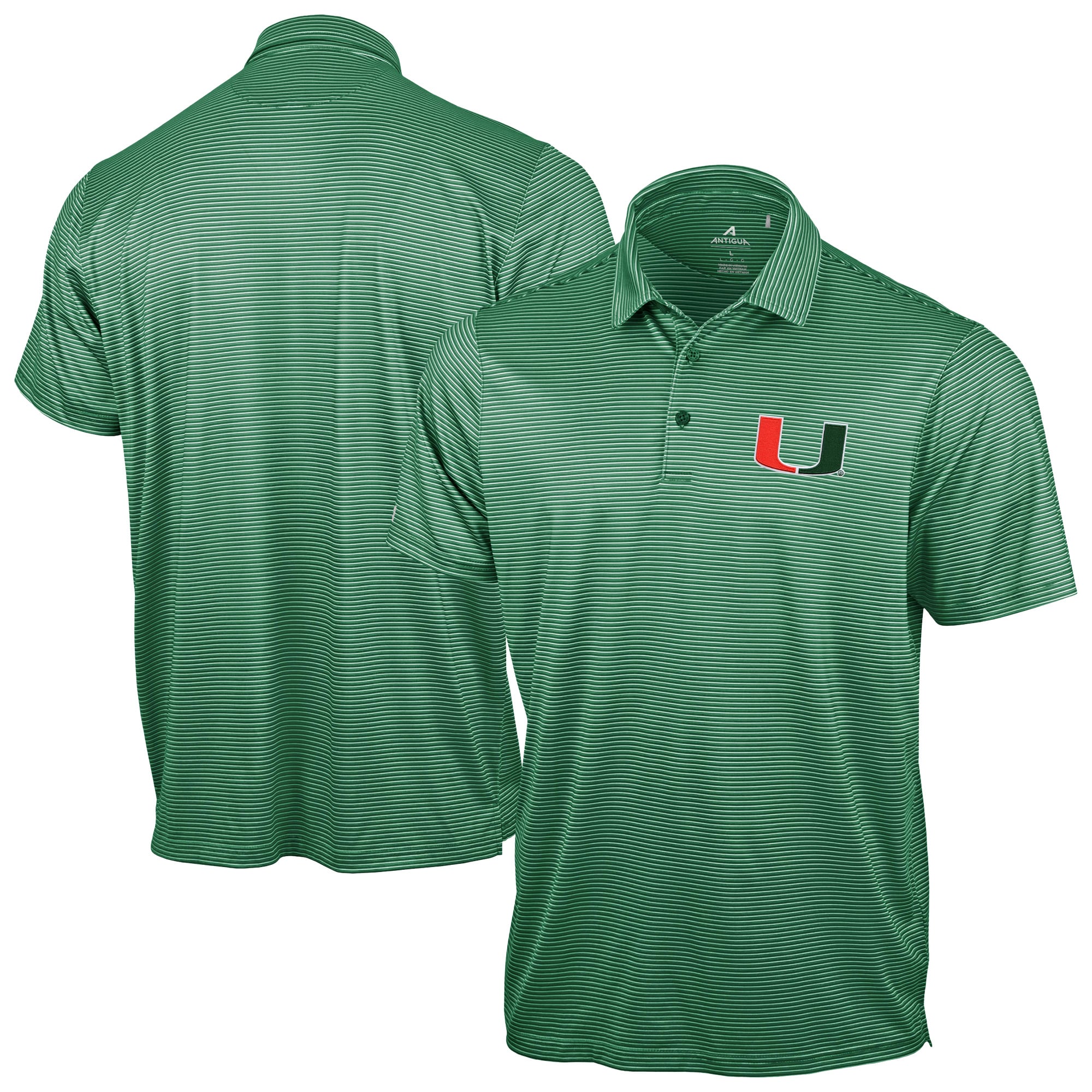Polo Antigua vert pour homme, collection Miami Hurricanes.