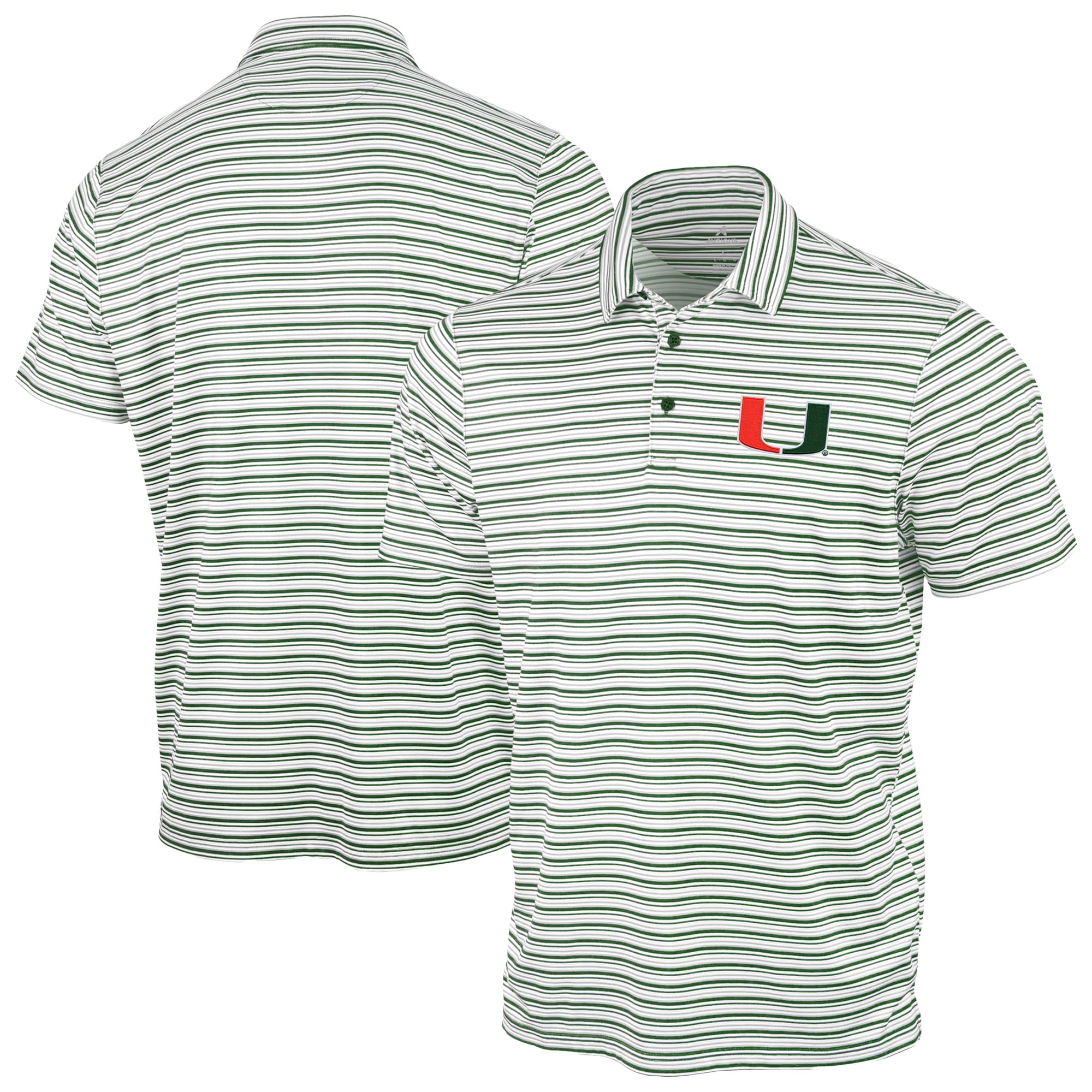 Polo Antigua vert Miami Hurricanes à rayures spatiales pour homme