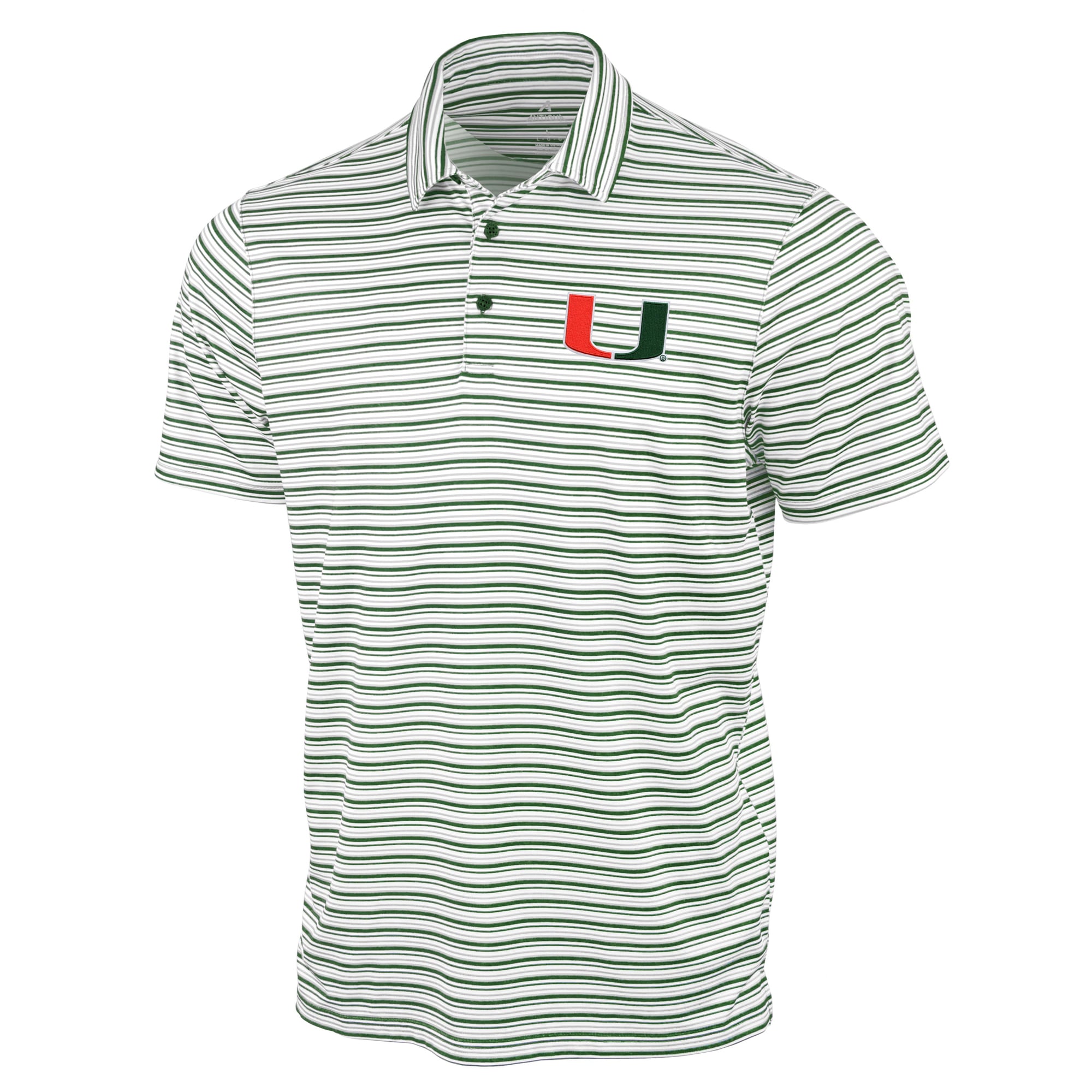 Polo Antigua vert Miami Hurricanes à rayures spatiales pour homme