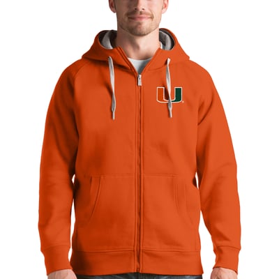 Miami Hurricanes Antigua Victory Full-Zip Hoodie - Orange