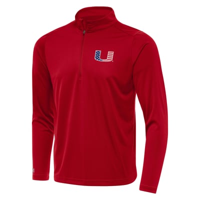 Miami Hurricanes Antigua Patriotic Logo Tribute Quarter-Zip Pullover - Red
