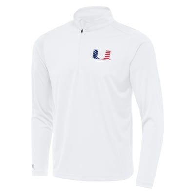 Miami Hurricanes Antigua Patriotic Logo Tribute Quarter-Zip Pullover - White
