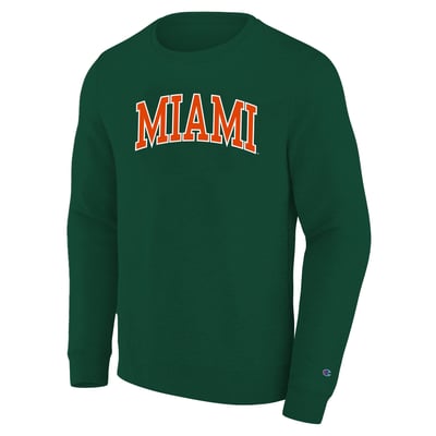 Miami Hurricanes Champion Arch Applique Sweatshirt Men's Big and Tall - Green