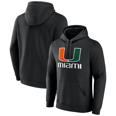 Miami Hurricanes Lockup Team Pullover Hoodie - Black