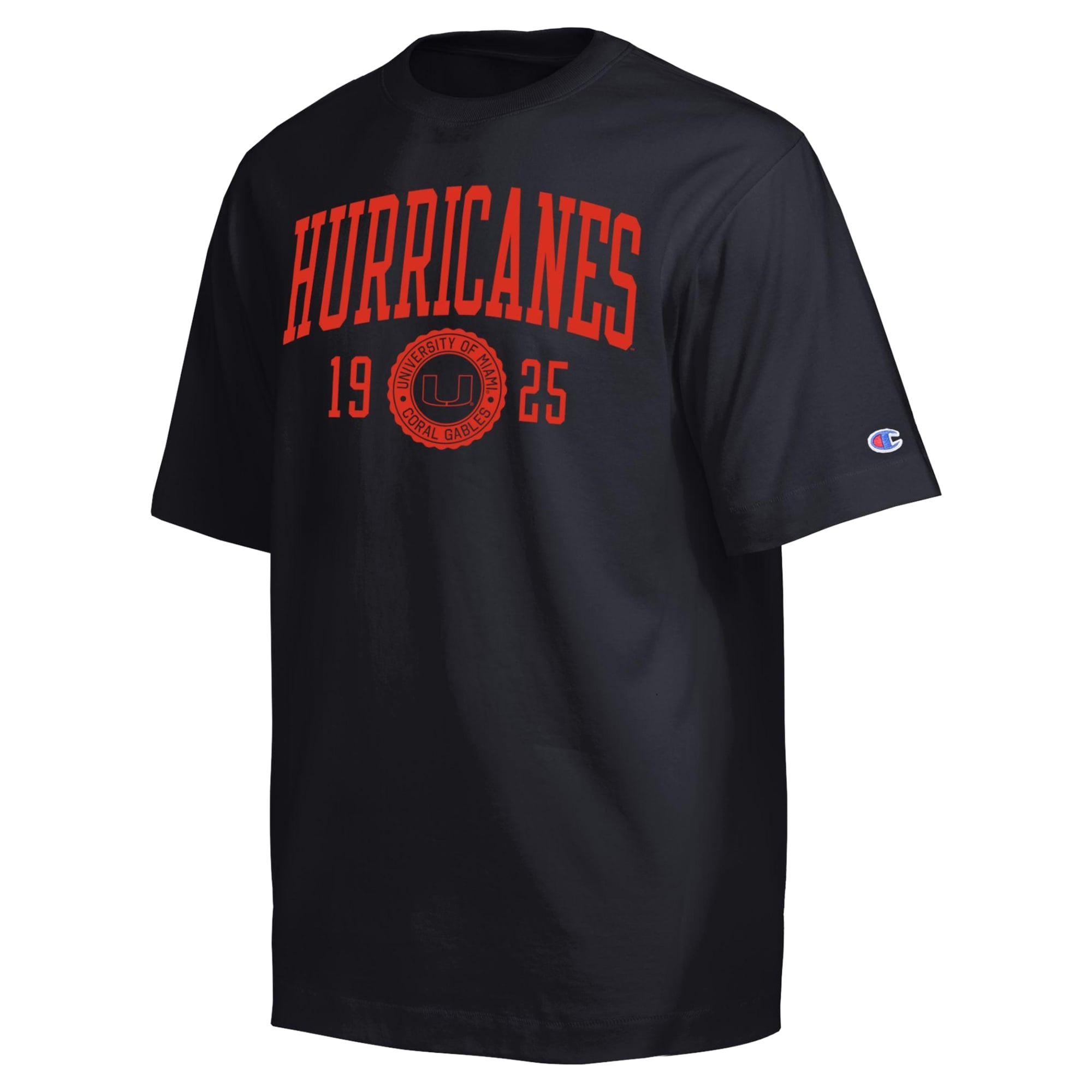 Men's Champion Black Miami Hurricanes Established Tradition Heavyweight T-Shirt
