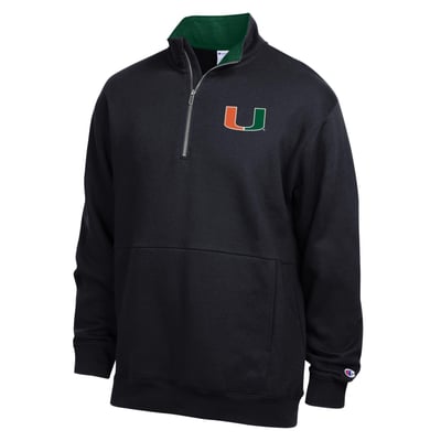  Miami Hurricanes Champion Fleece Quarter-Zip Pullover - Black