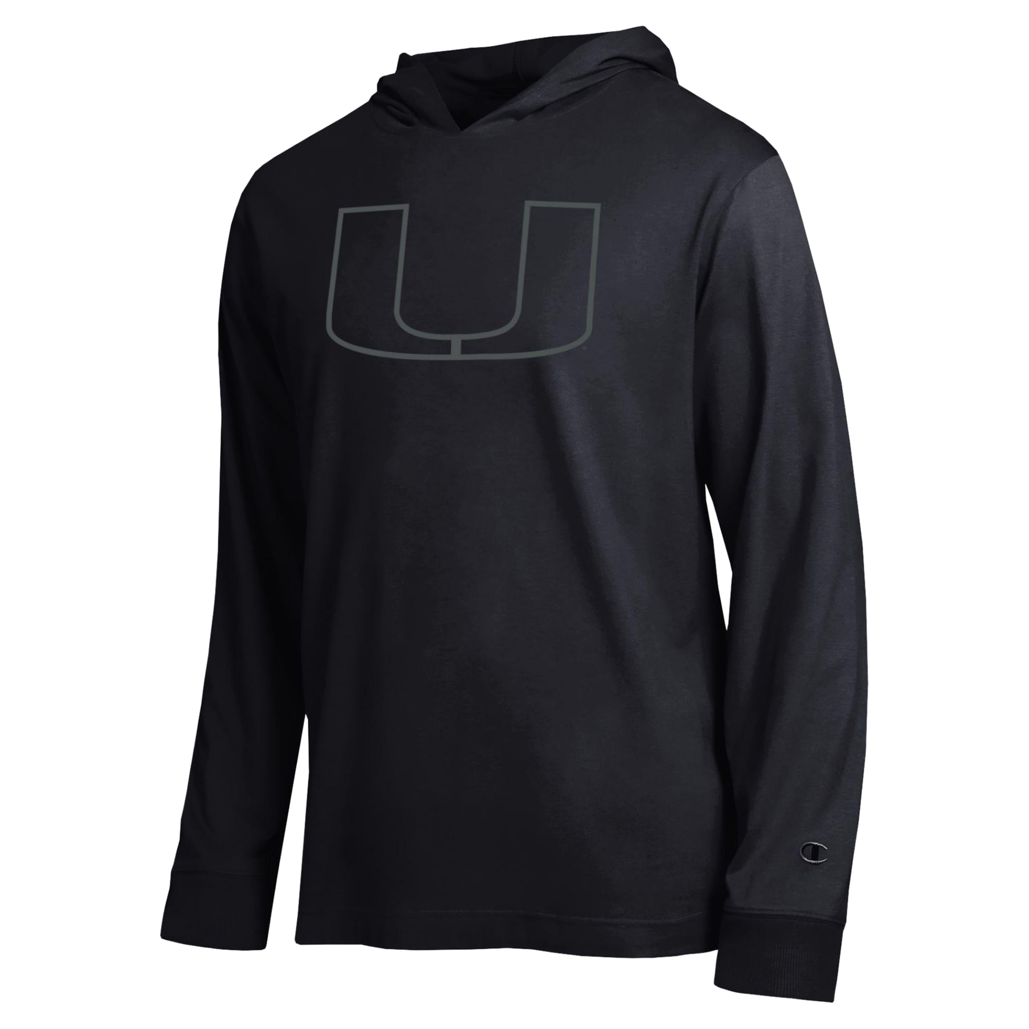 Men's Champion Black Miami Hurricanes Tonal All-Star Long Sleeve Hooded T-Shirt