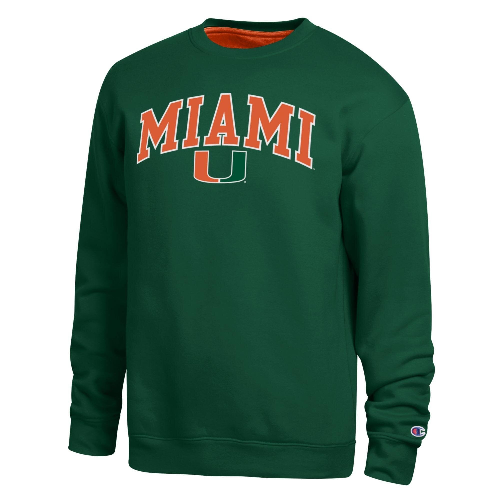 Men's Champion  Green Miami Hurricanes Arch Sweatshirt