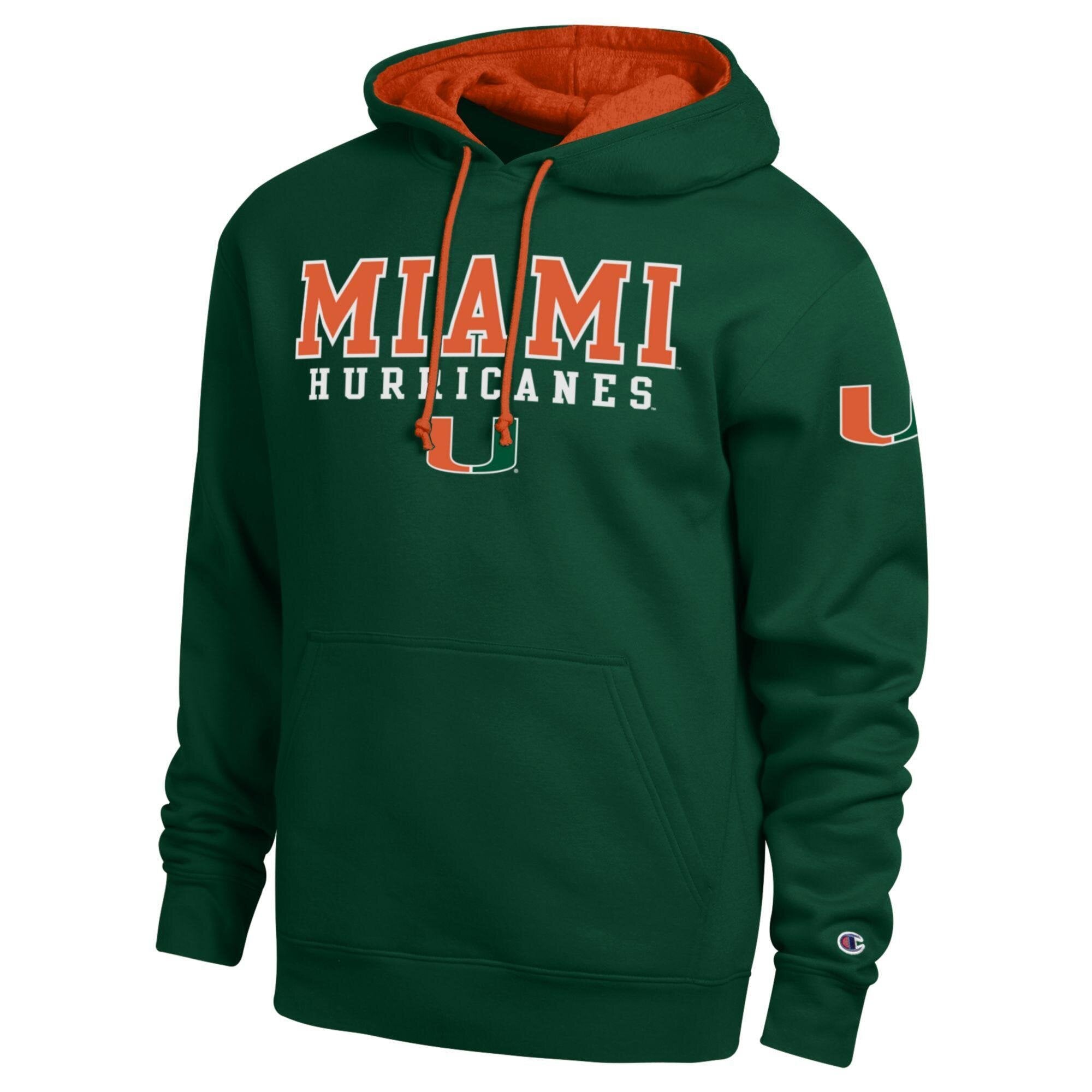 Sweat à capuche contrasté vert Champion Miami Hurricanes pour homme