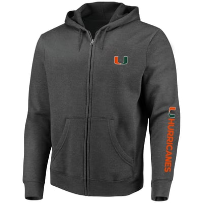 Miami Hurricanes Champion Big & Tall Full-Zip Hoodie - Heather Charcoal