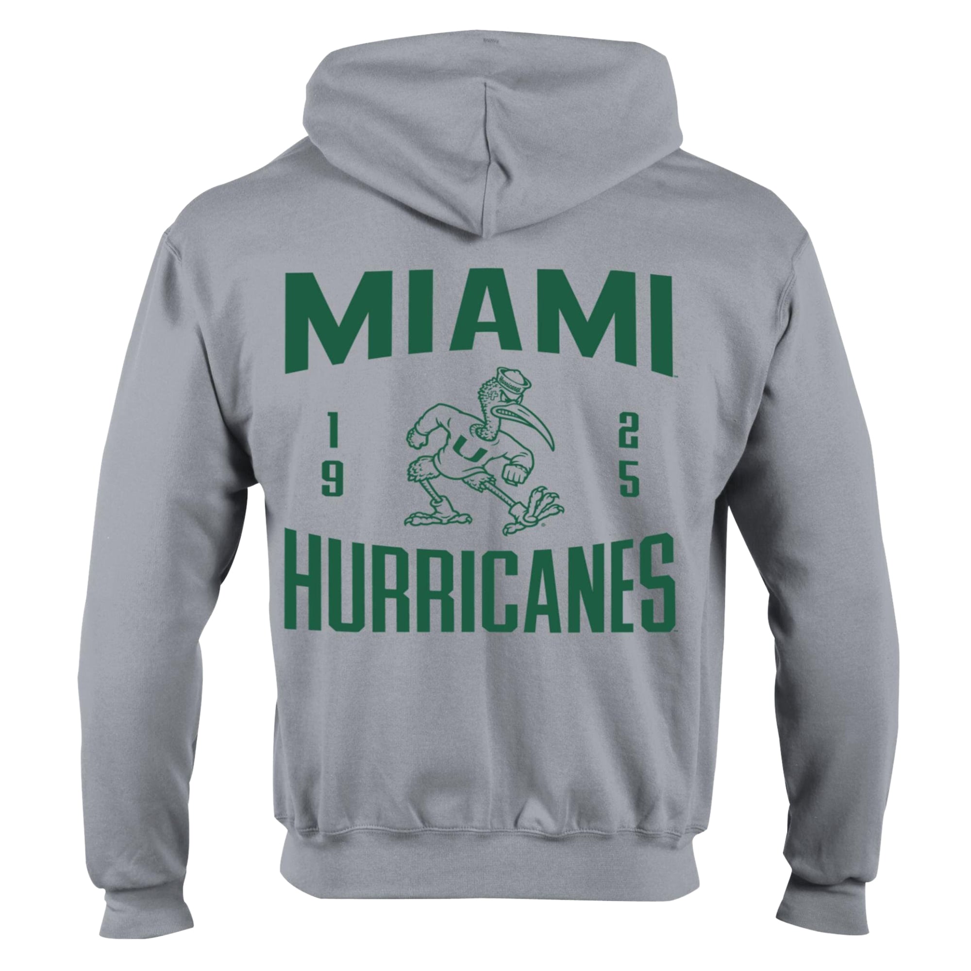 Men's Champion Heather Gray Miami Hurricanes Varsity Powerblend Full-Zip Fleece Hoodie