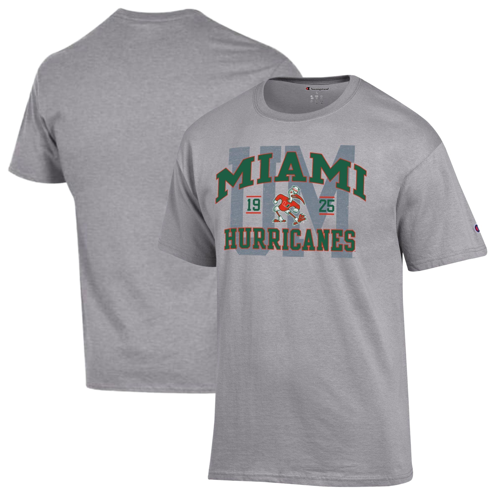 Men's Champion Heather Gray Miami Hurricanes Varsity T-Shirt