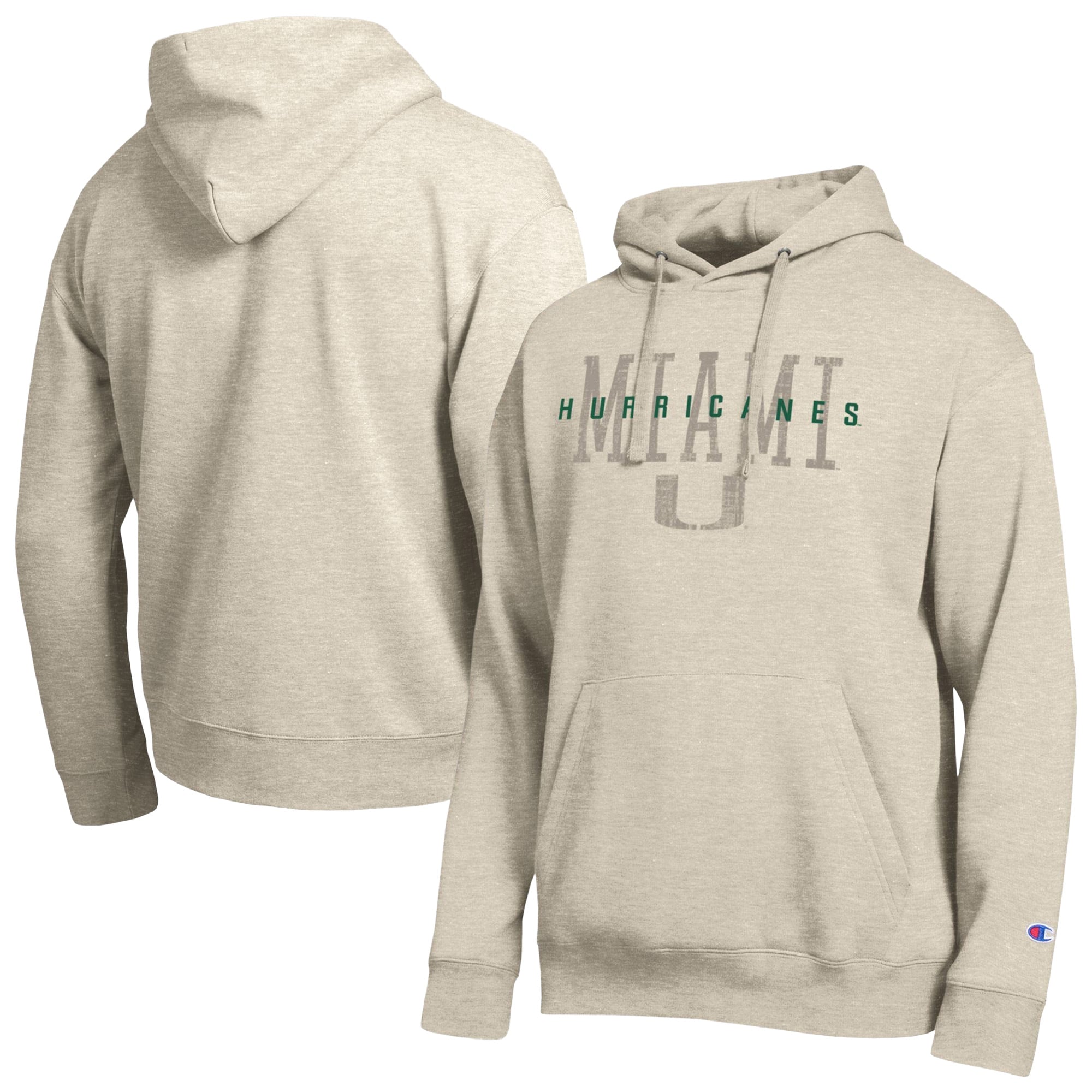 Men's Champion Oatmeal Miami Hurricanes All-Star Neutral Stack Hoodie