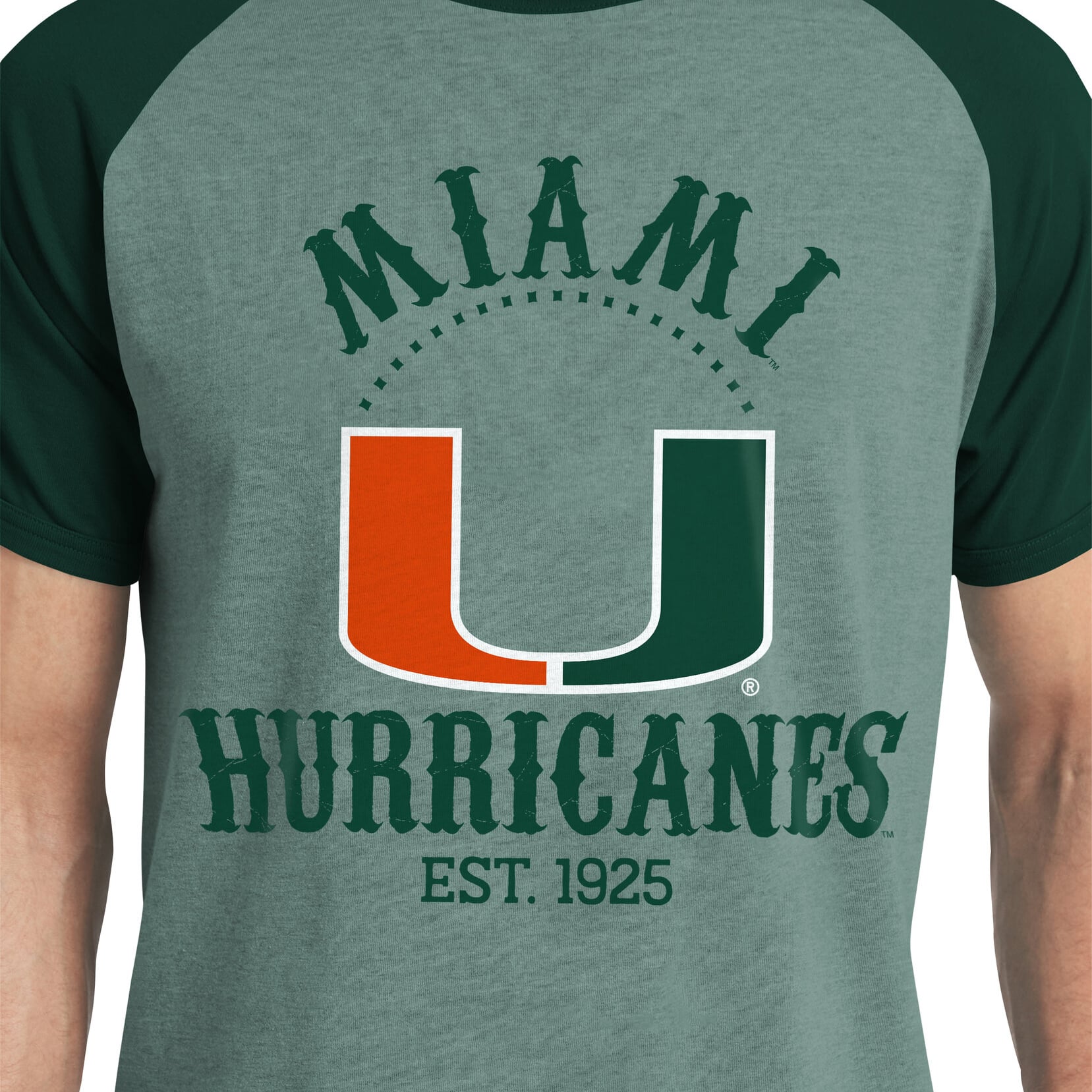 T-shirt raglan vert Miami Hurricanes de la collection Darius Rucker pour homme par Fanatics